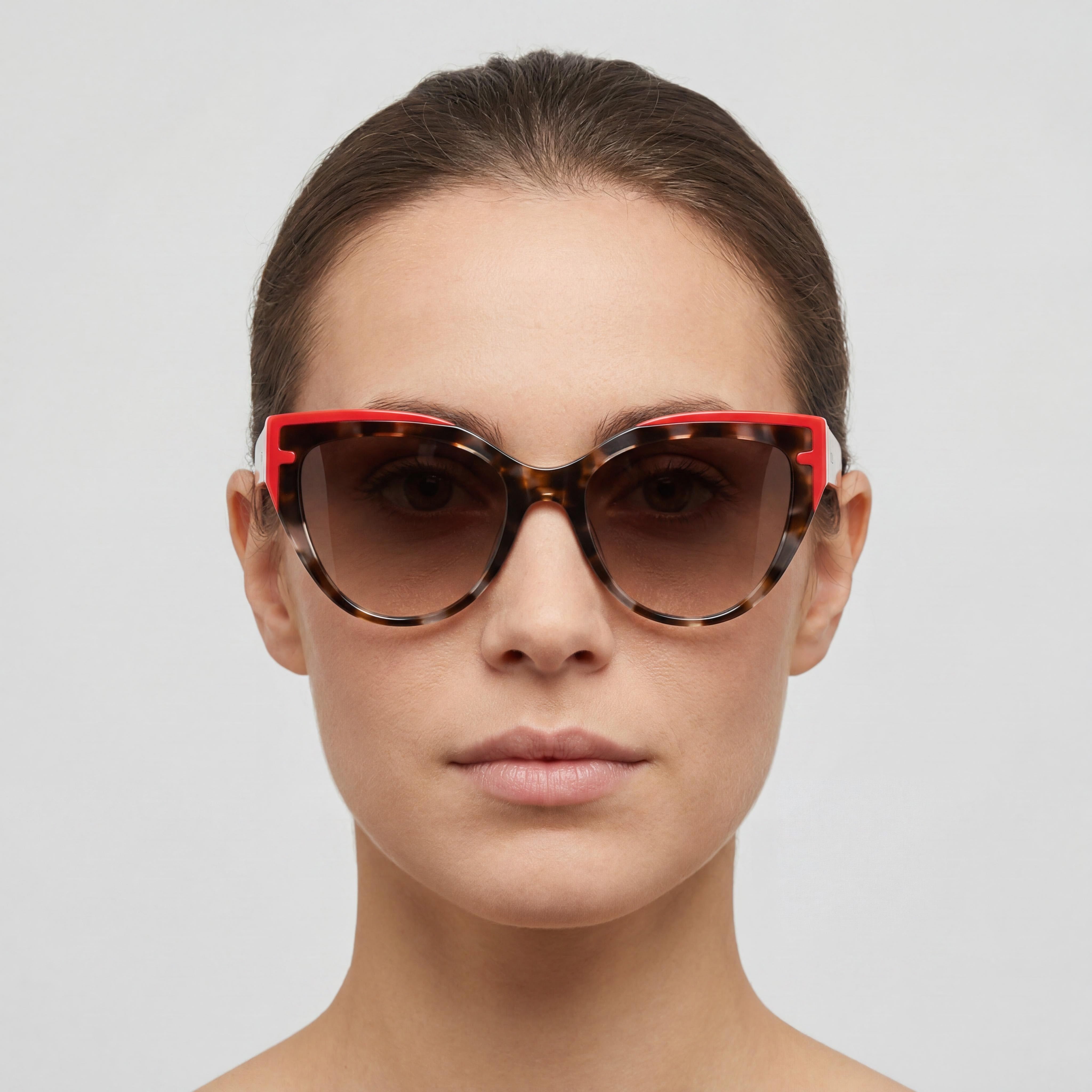 Furla Sfu694 Women's Brown Grey Havana Plastic UV Protection Sunglasses 55mm, Photo 5
