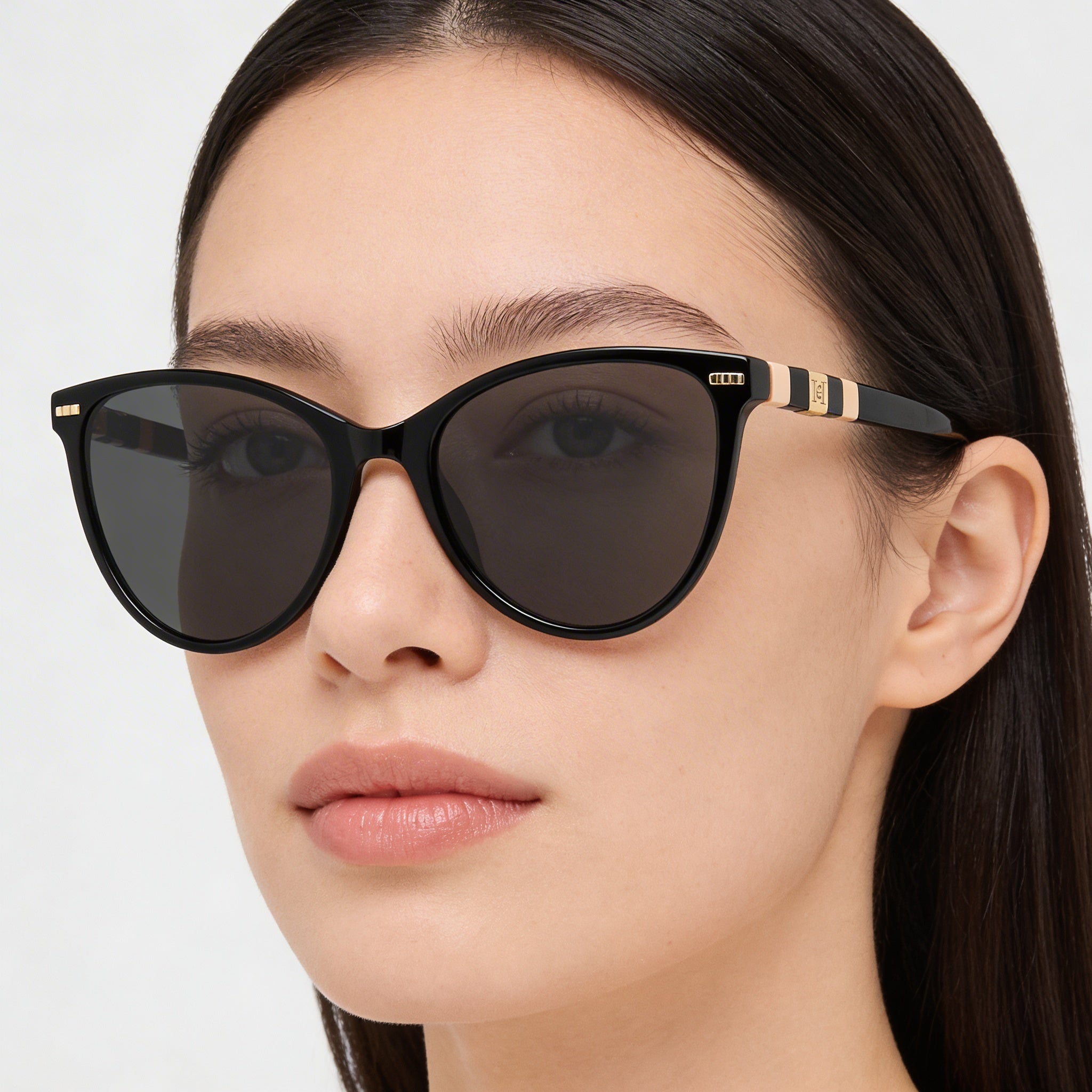 Carolina Herrera HER-0107/S Gafas de sol casuales para mujer de plástico negro, nude y gris con protección UV de 57 mm, Photo 5