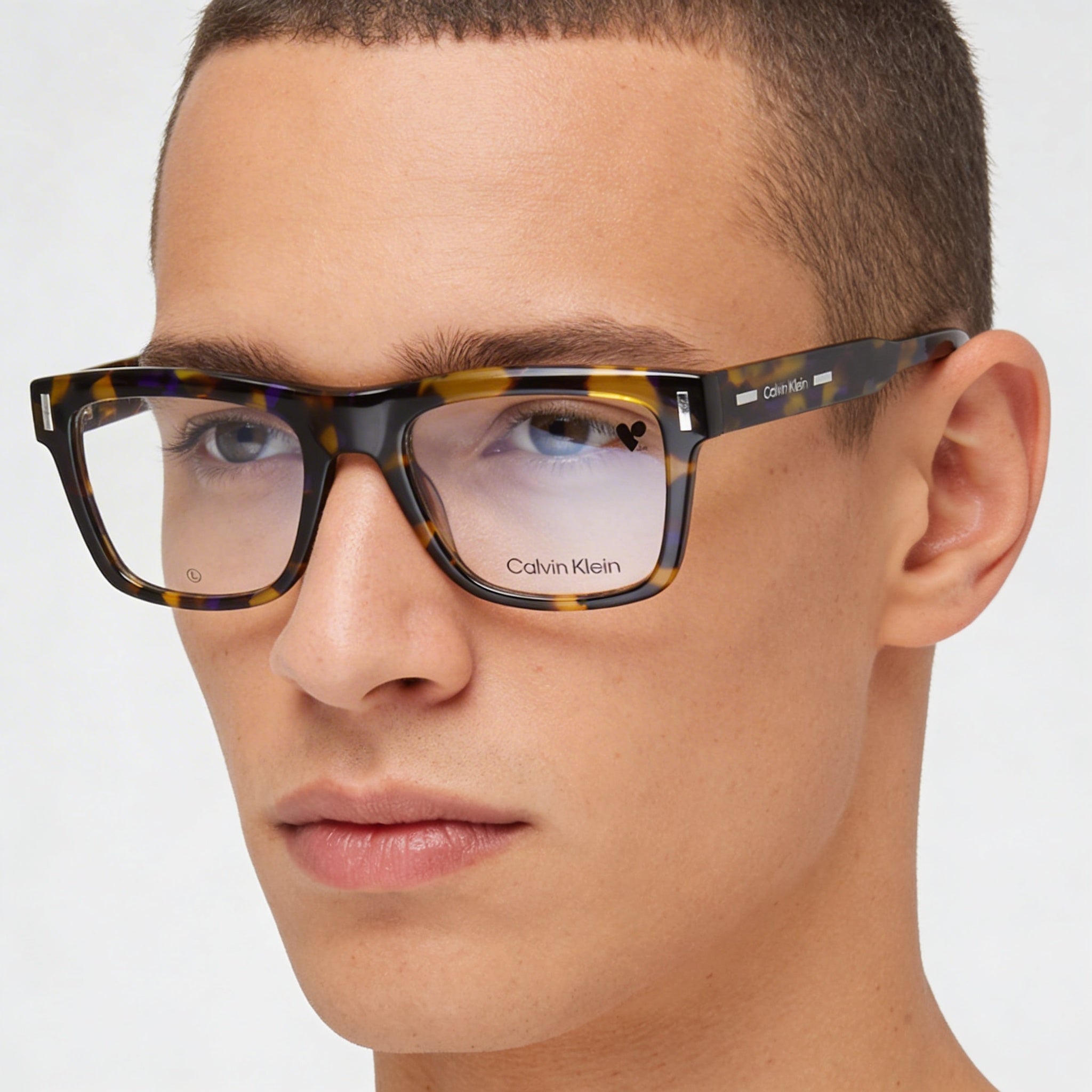 Gafas unisex Calvin Klein CK23519 de acero aleado en color marrón azul habana, ancho de lente: 52 mm., Photo 3