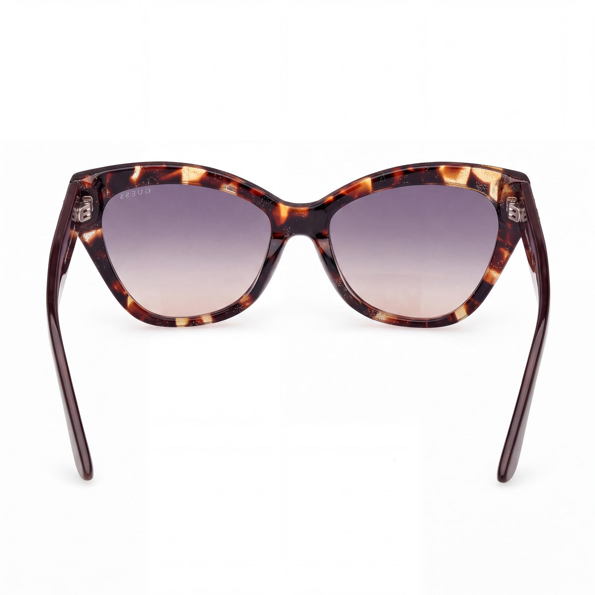 GUESS Gu00204 Gafas de sol de plástico para mujer, montura habana oscuro brillante, lente marrón oscuro degradado, protección UV 55-17-140, Photo 3