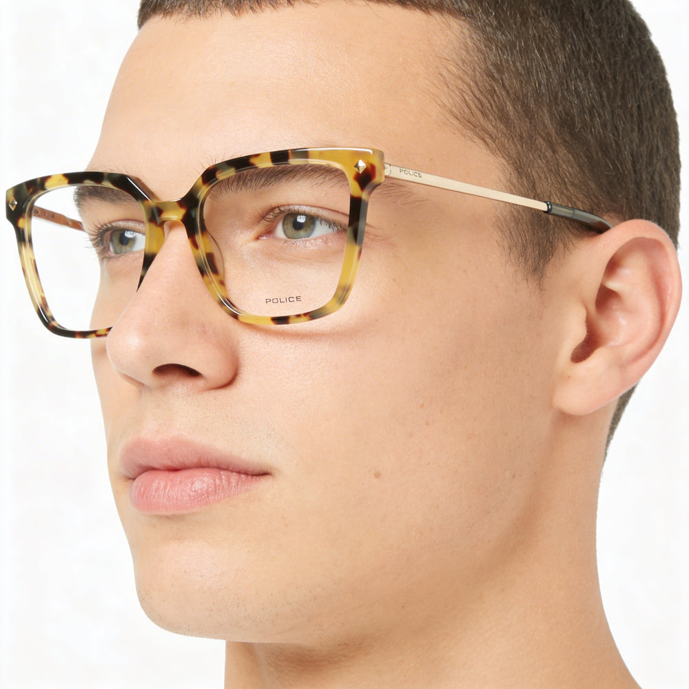 Gafas Police Modern para hombre, con montura de acetato y metal, lentes de policarbonato no polarizadas, 52 mm
