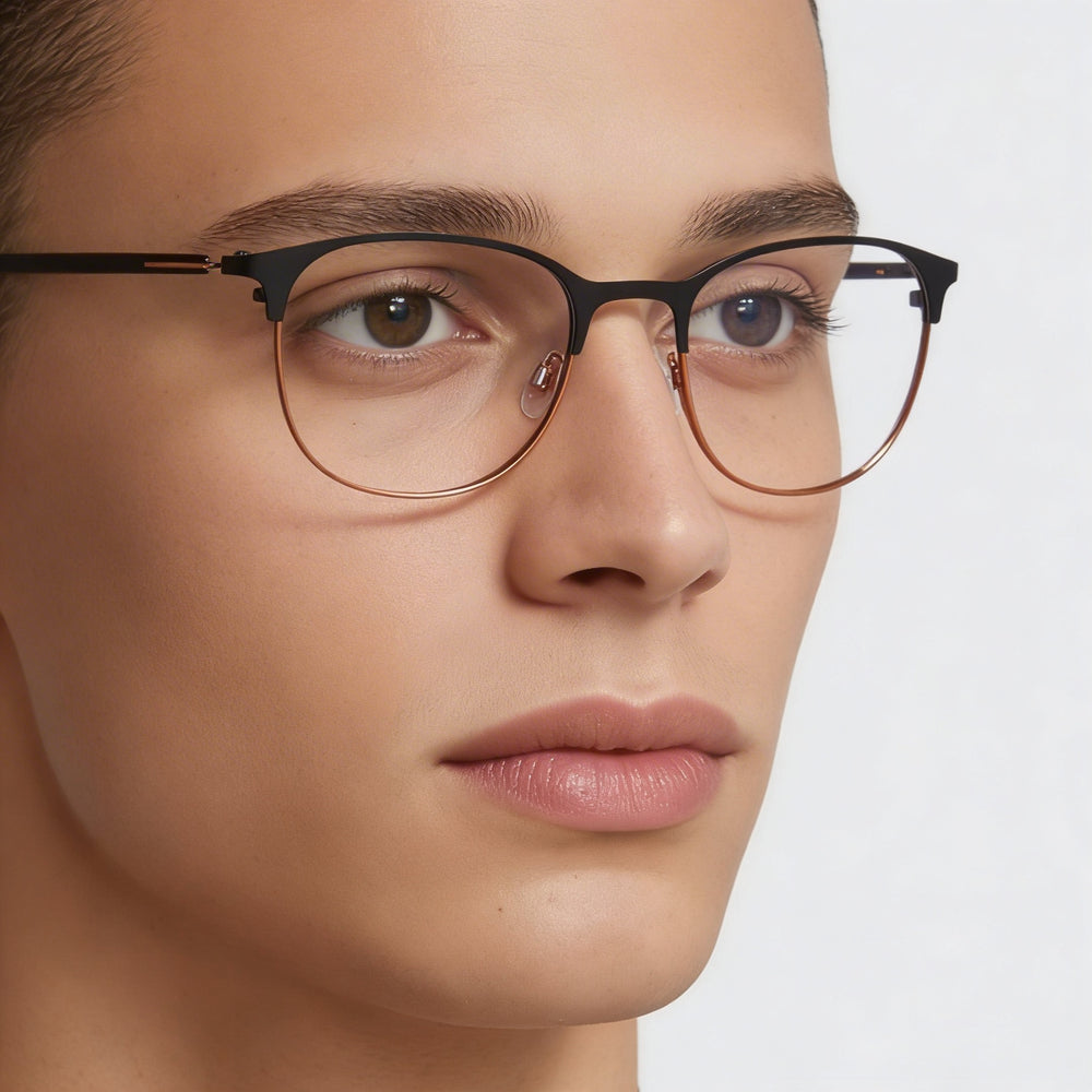 Gafas Flexon Casual Unisex, montura de titanio negro mate, lente de 30 mm, puente de 130 mm, patilla de 80 mm