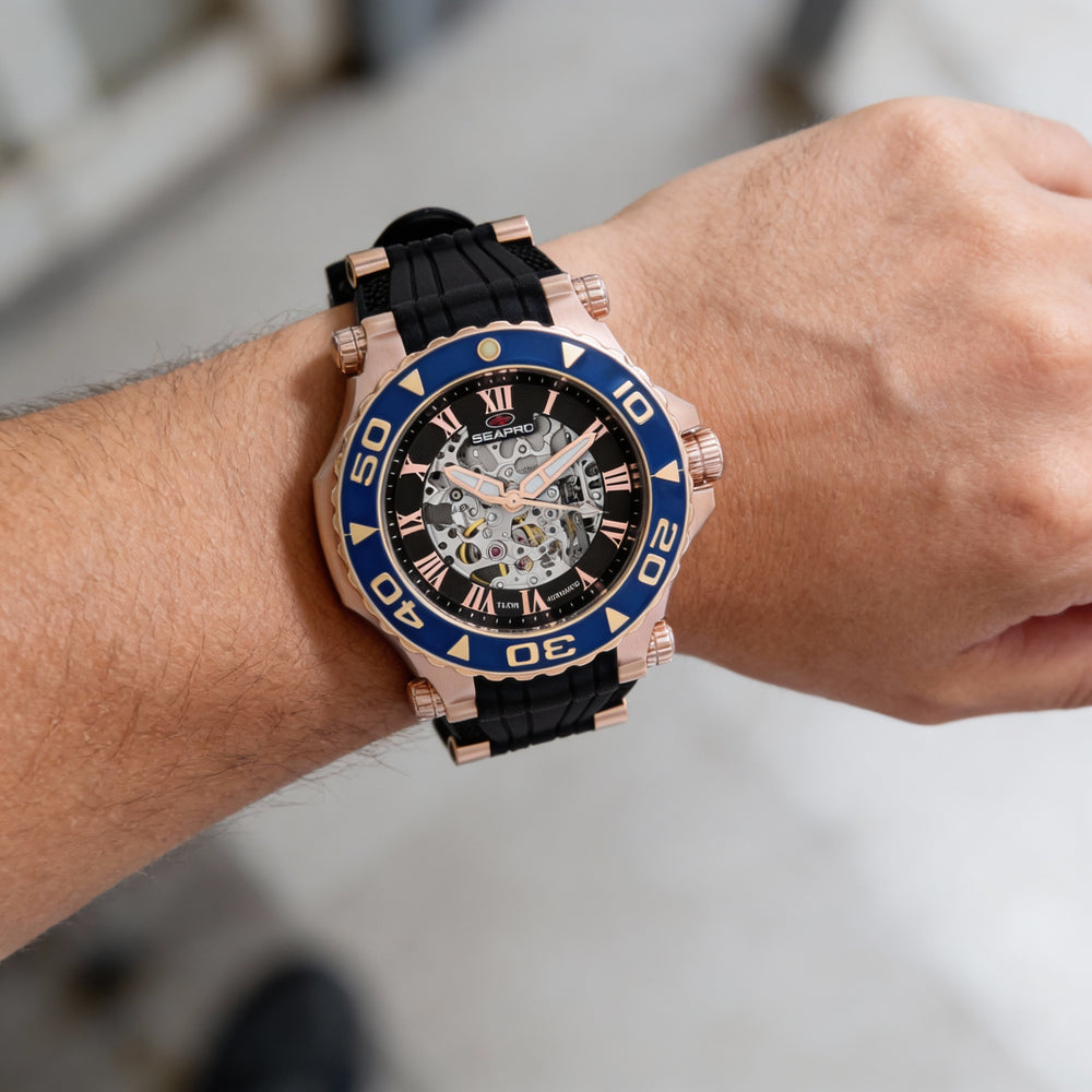 Reloj Seapro Modern para hombre, automático, de acero inoxidable, color negro, resistente al agua