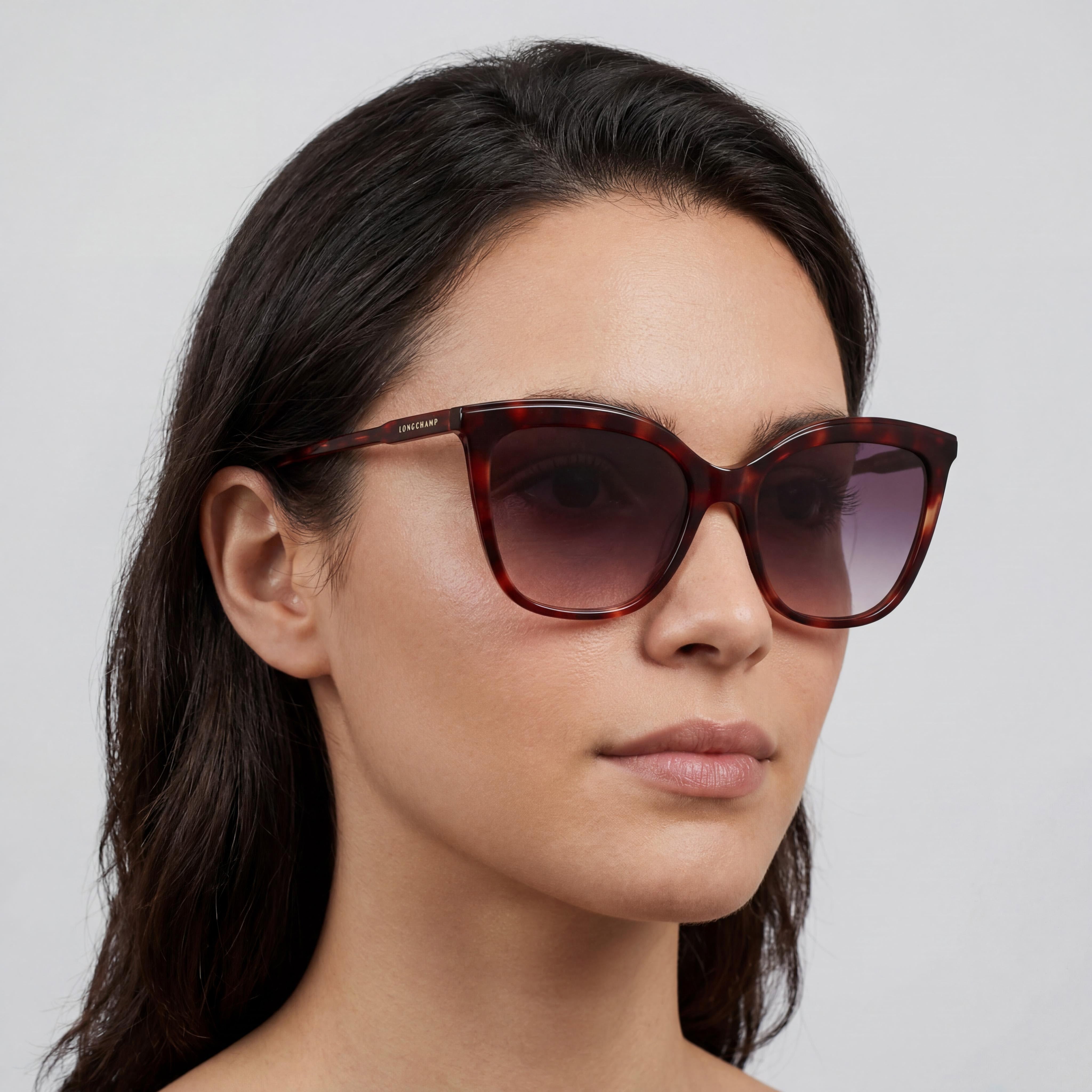 Longchamp LO729S Women's Casual Red Havana Propionate Frame Polycarbonate Lens Non-Polarized Sunglasses 55mm, Photo 5