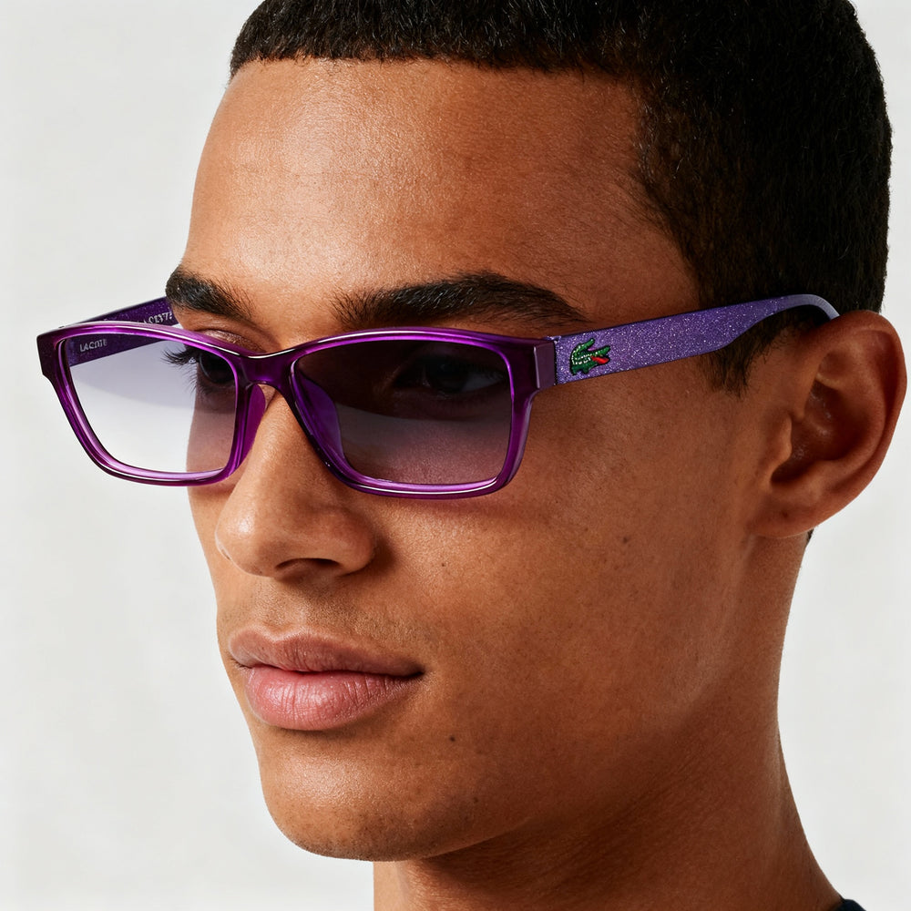 Gafas de vista Lacoste L3803B para niños con montura completa de Grilamid, color morado mate, lentes de 51 mm, puente de 14 mm, patillas de 135 mm