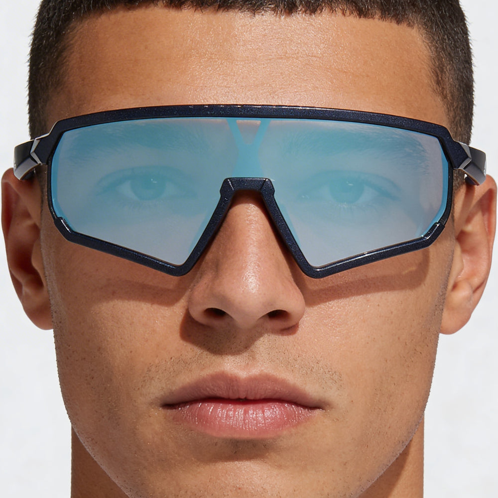 Adidas Contemporaneo Men's Blue Plastic Shield Blue Mirrored Photochromic Non-Polarized UV Protection Sunglasses 58mm