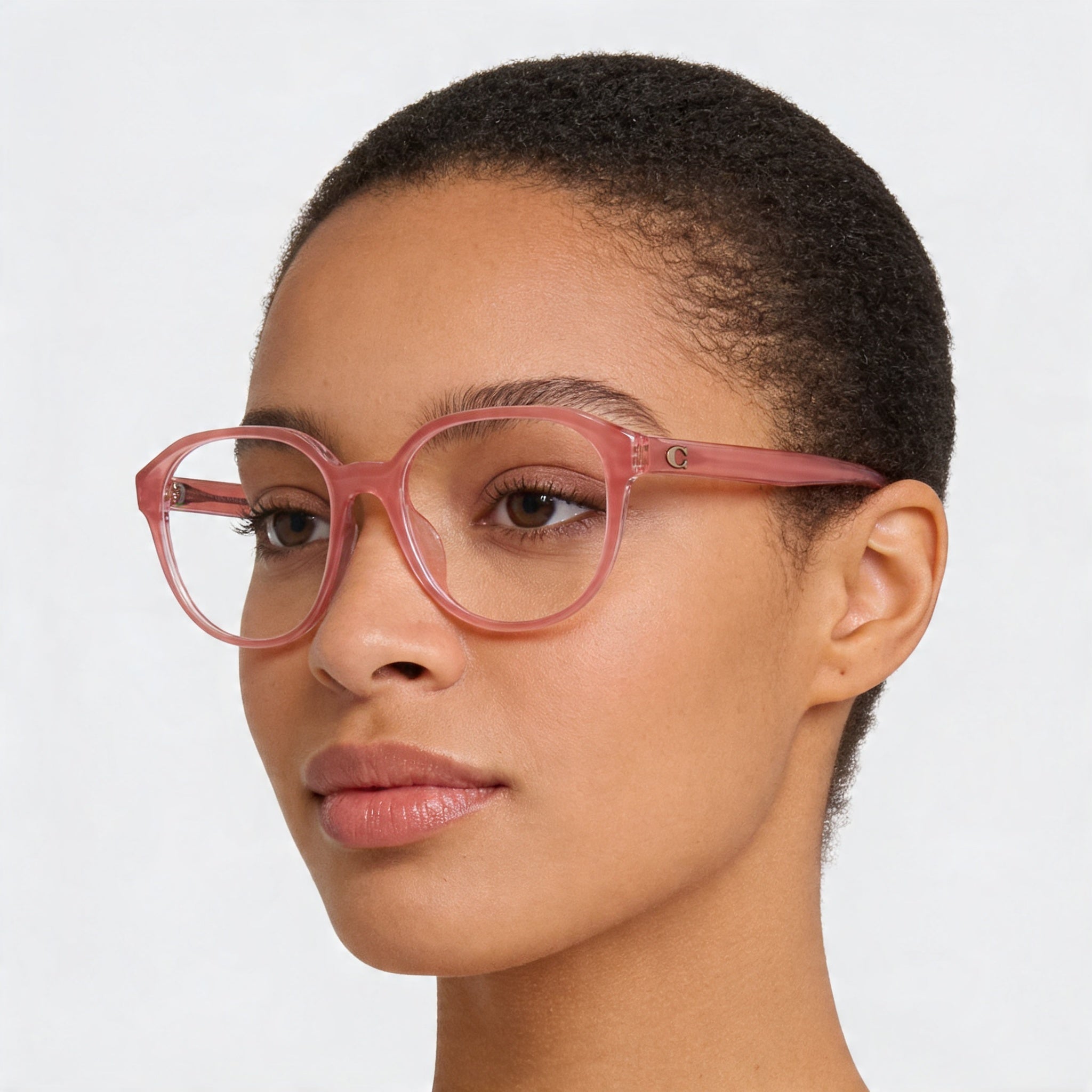 Monturas de gafas de plástico transparente rosa lechoso COACH Hc6209u Universal Fit para mujer con lentes de demostración 52-18-140, Photo 4