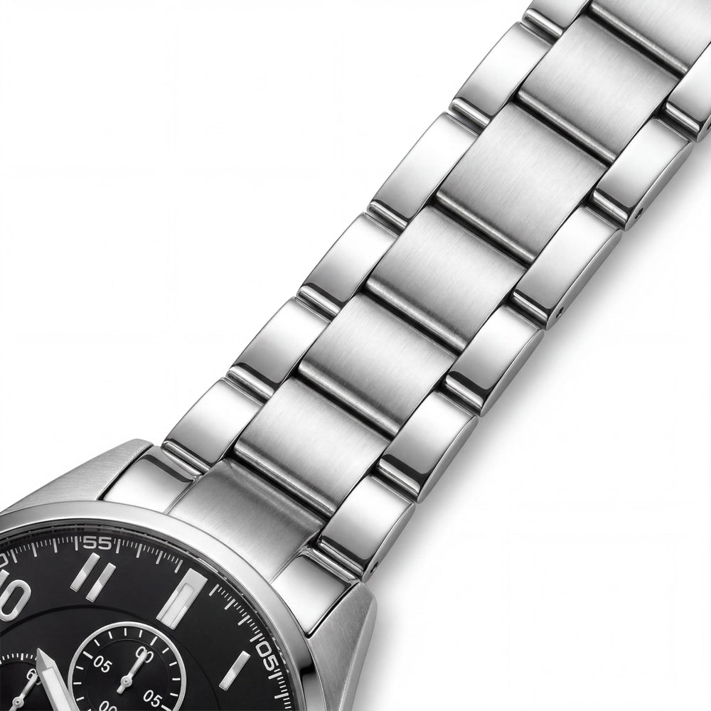 Reloj Oceanaut OC5851 para hombre con esfera negra, caja y brazalete de acero inoxidable, movimiento de cuarzo y resistencia al agua de 10 ATM (100 metros)