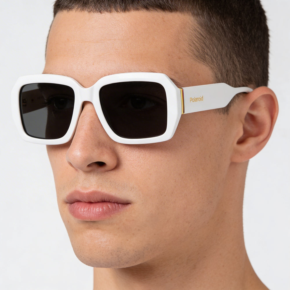 Polaroid PLD 6223/S/X Men's White Polycarbonate Frame Grey Polarized Lenses Sunglasses 54mm Lens