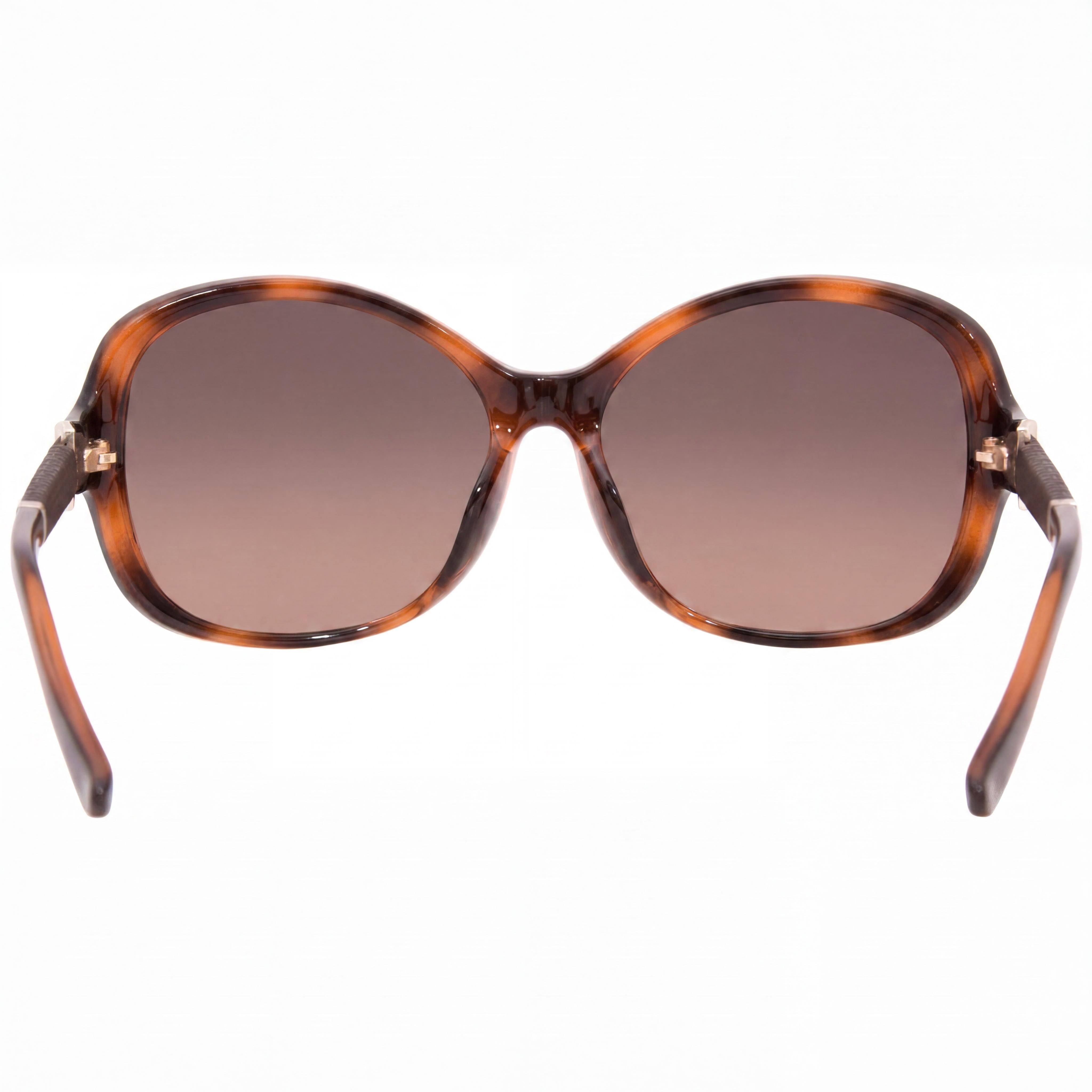 Salvatore Ferragamo Gafas de sol de plástico de tortuga grandes para mujer Lentes degradadas marrones de 59 mm con protección UV, Photo 3