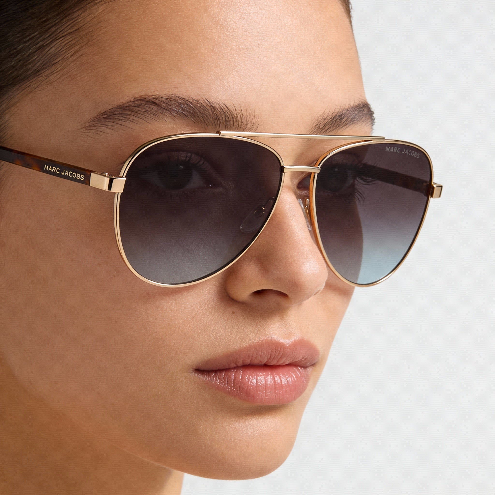 Marc Jacobs Casual Women's Gold Havana Metal Sunglasses with Brown Teal Non-Polarized Lenses 60mm, Photo 4