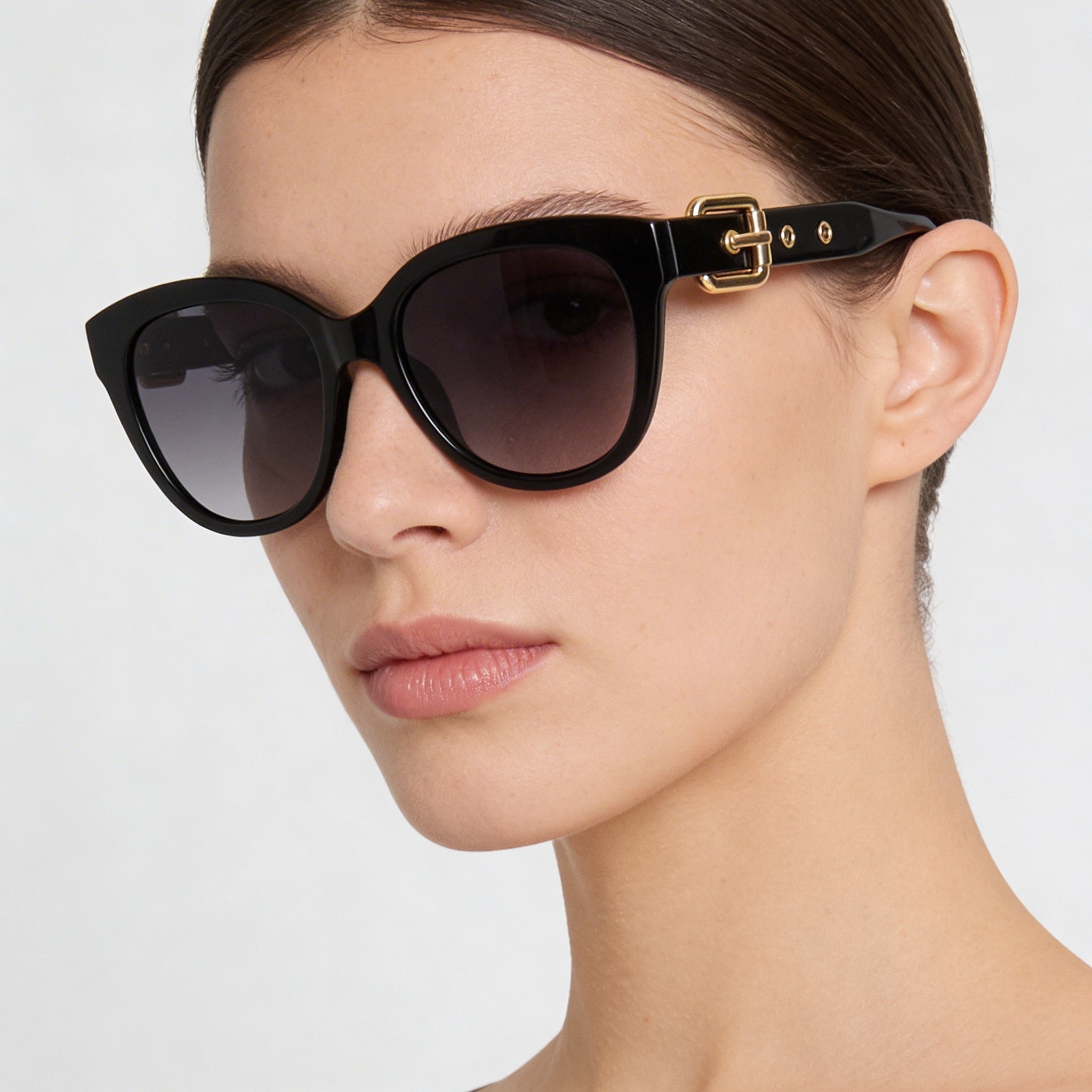 Gafas de sol Moschino Casual para mujer, montura negra de celulosa con lentes de color gris oscuro, 54 mm, Photo 4