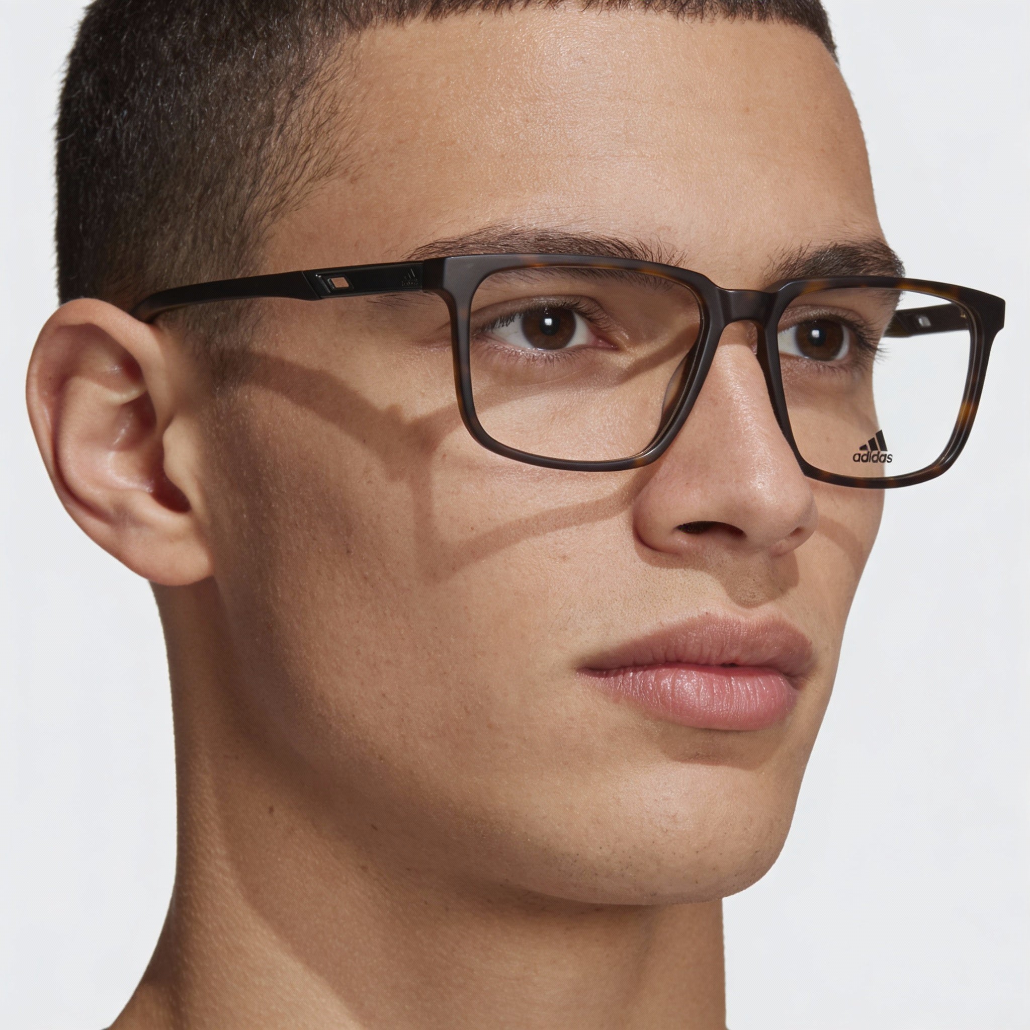 adidas Modern Men's Dark Havana Plastic Frame Eyeglasses with Clear Lenses Size 53-15-145, Photo 5