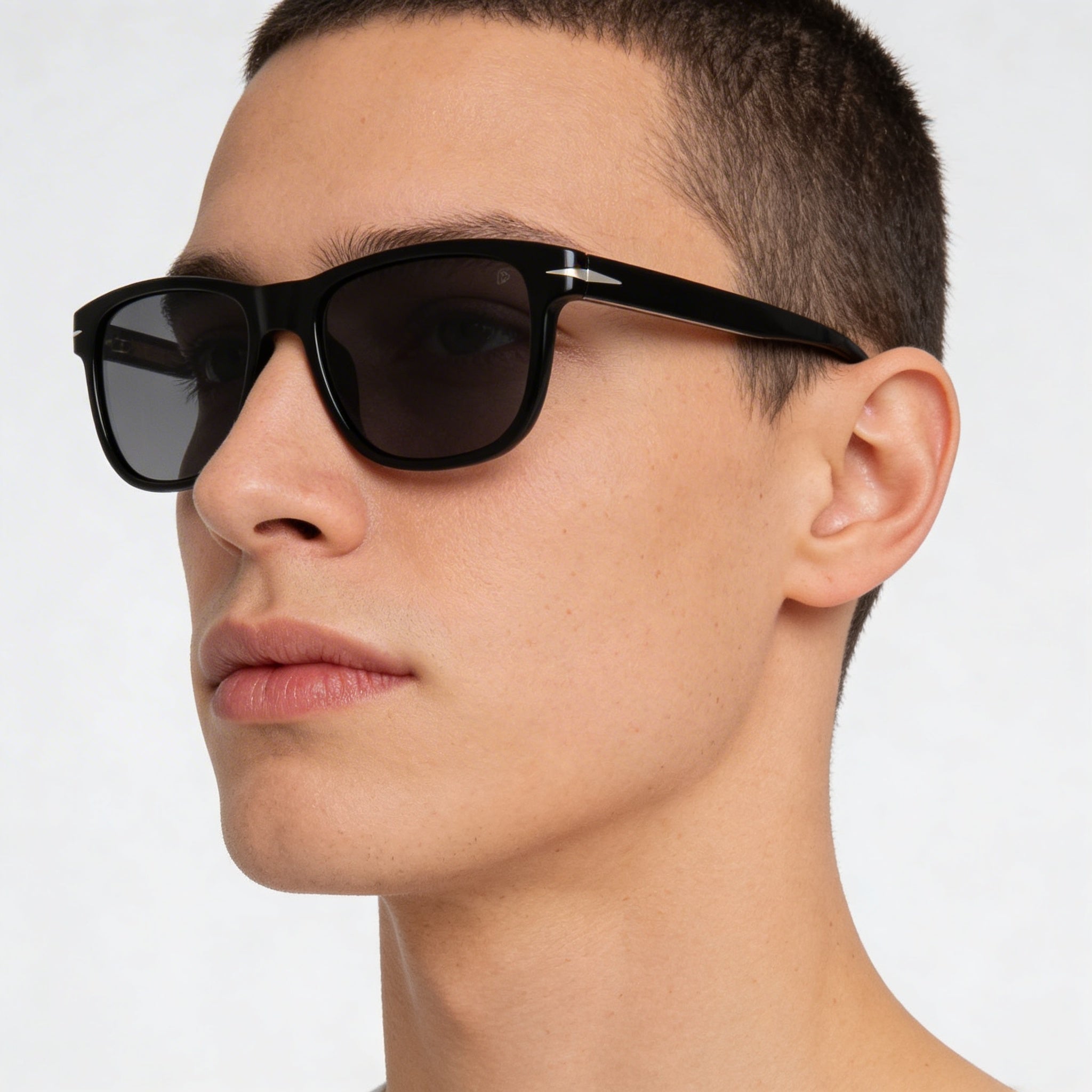 David Beckham Db 1045/S Gafas de Sol Unisex Negras Plateadas de Acetato Cuadradas con Protección UV 54mm, Photo 3