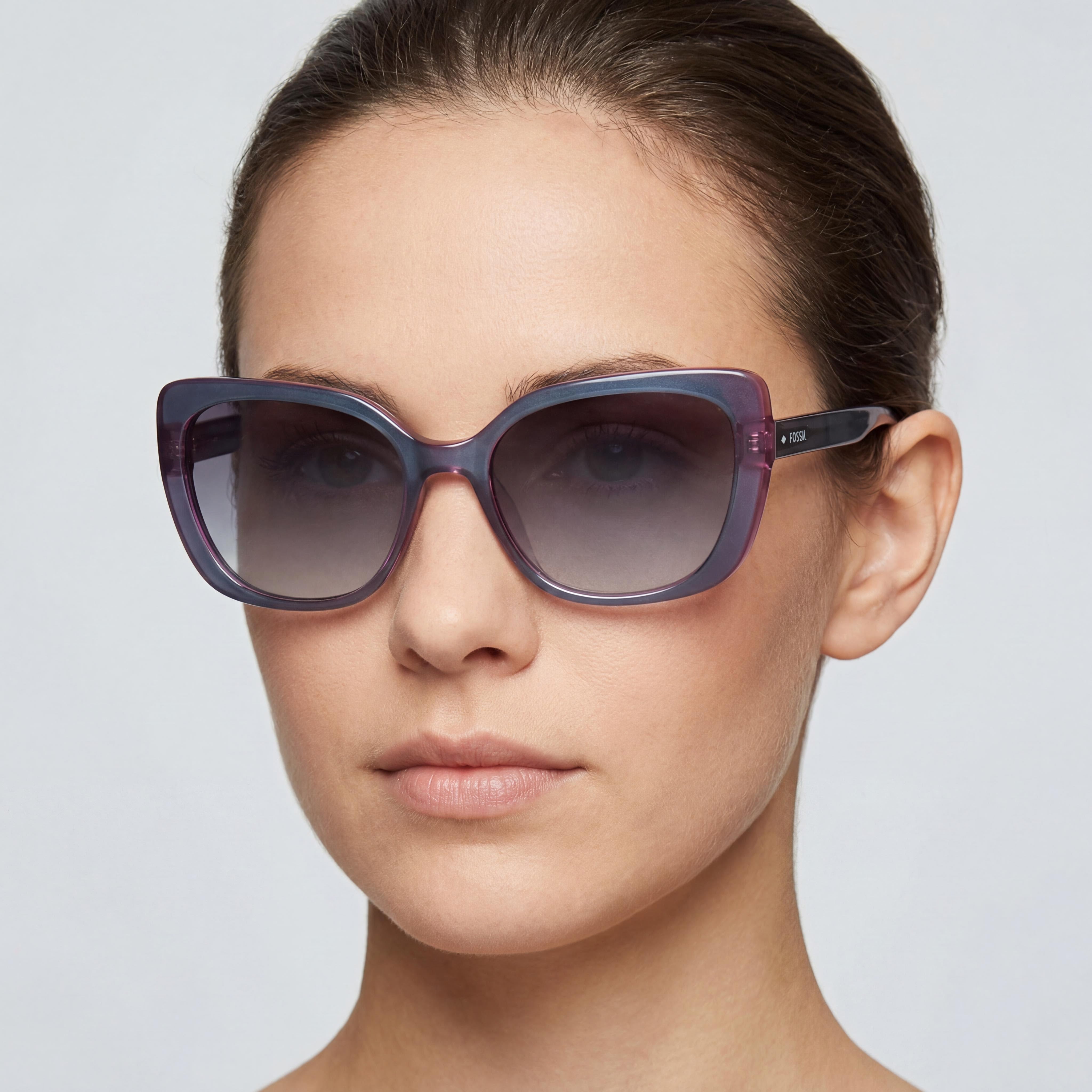 Fossil FOS 3143/S Women's Blue Frame Dark Grey Shaded UV Protection Sunglasses 55mm, Photo 3