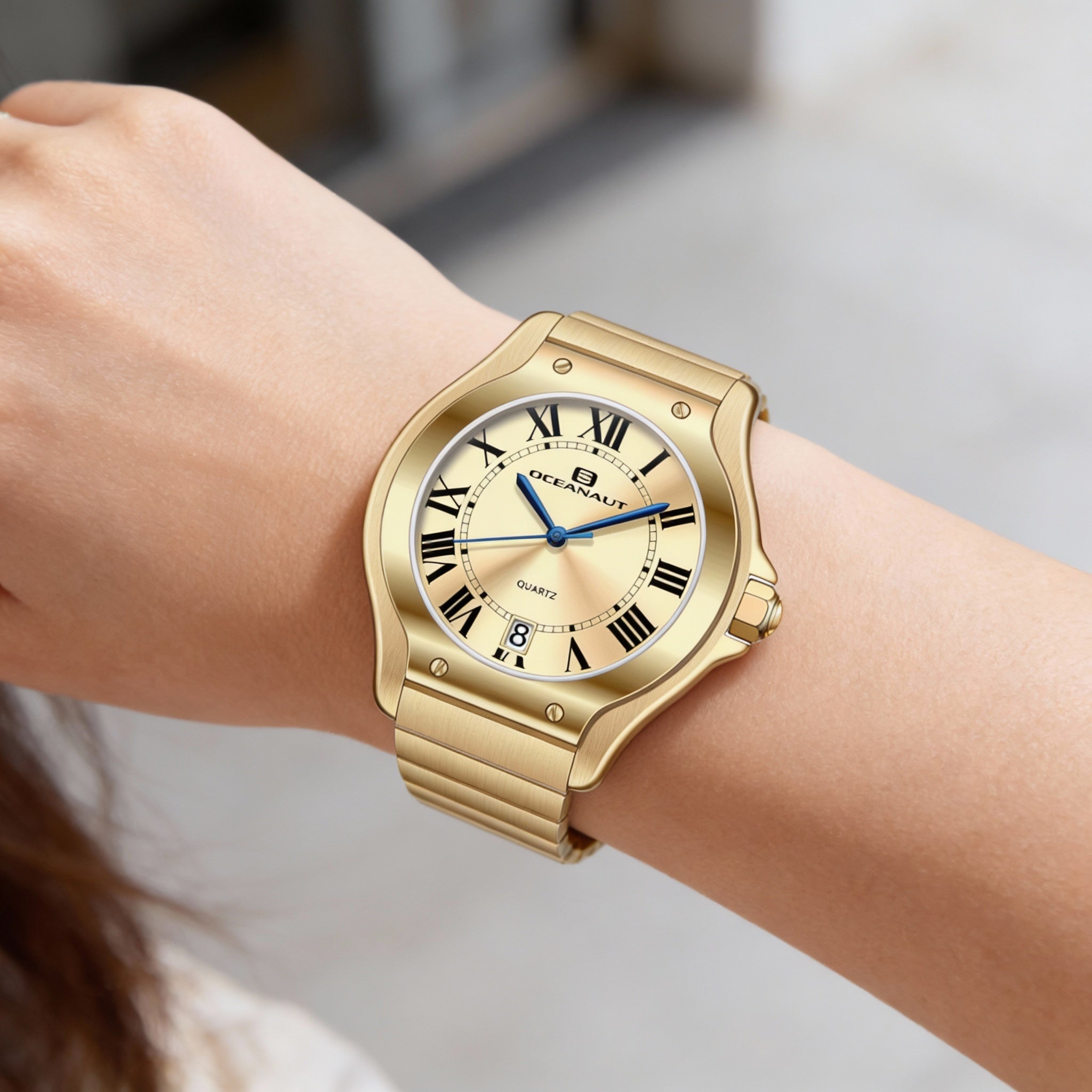 Reloj Oceanaut para mujer, de acero inoxidable dorado, con movimiento de cuarzo, resistente al agua y a los arañazos., Photo 3