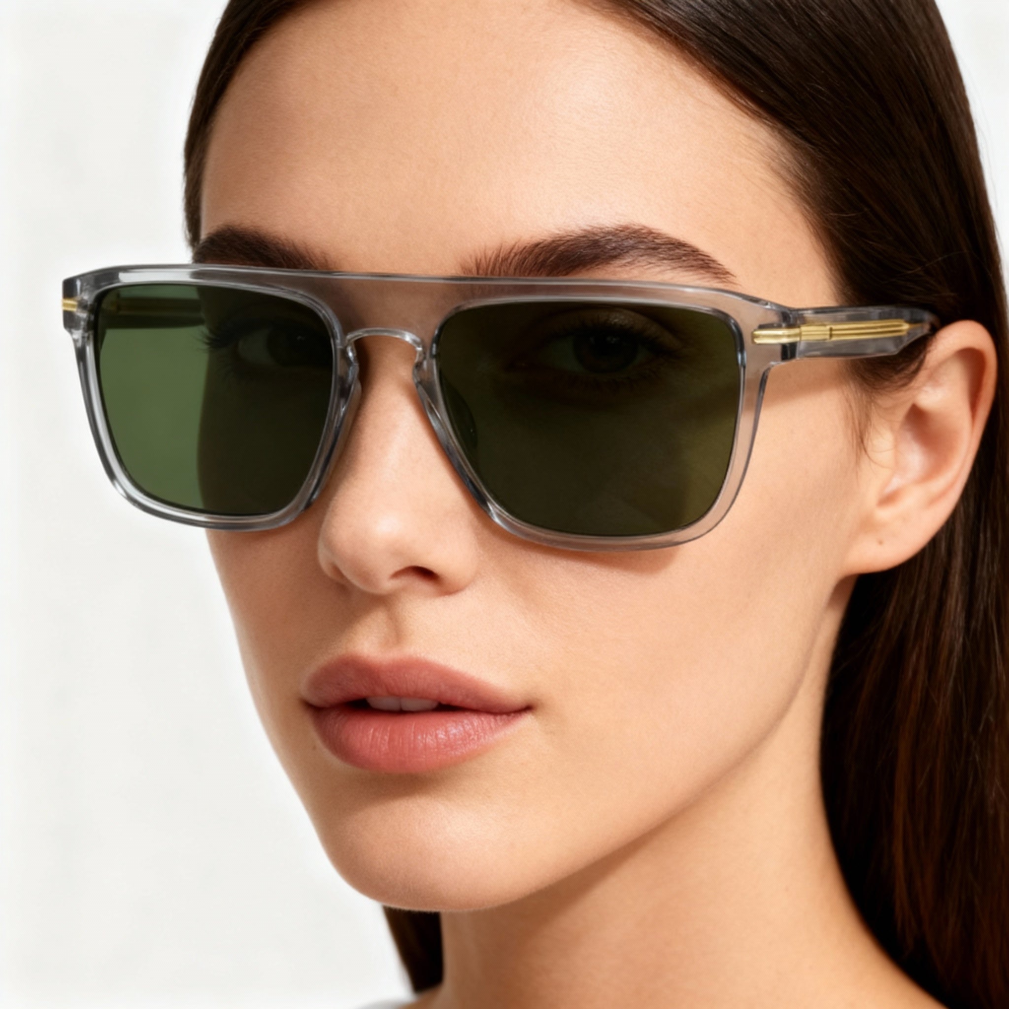 Hugo Boss BOSS 1599/S Women's Contemporary Grey Green Frame, Grey Lens, Eco Acetate Rectangular Non-Polarized Sunglasses 56mm, Photo 5