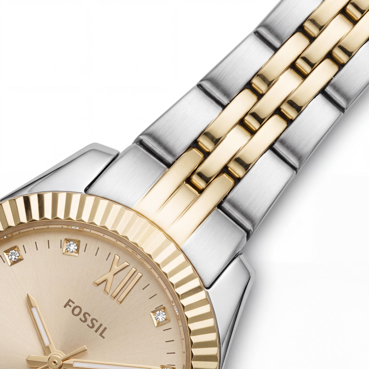 Fossil Women's Scarlette Mini Three-Hand Stainless Steel Watch, Gold Case, Gold Dial, Two-Tone Bracelet 32mm - ES4949, Photo 3