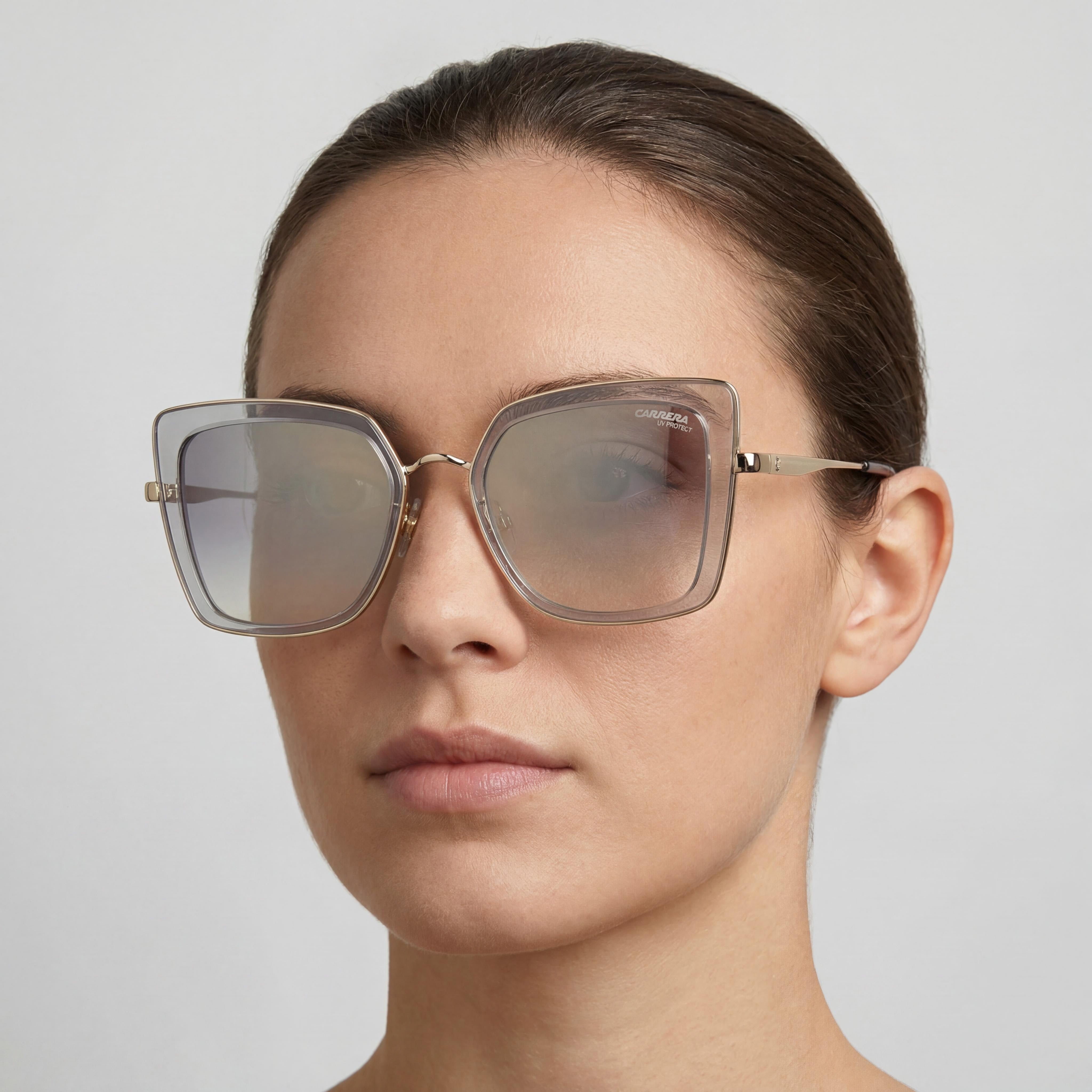Carrera Classic Gafas de Mujer de Acero Inoxidable Gris No Polarizadas con Protección UV con Lentes Espejadas Doradas con Tono Gris 53-20-140, Photo 5