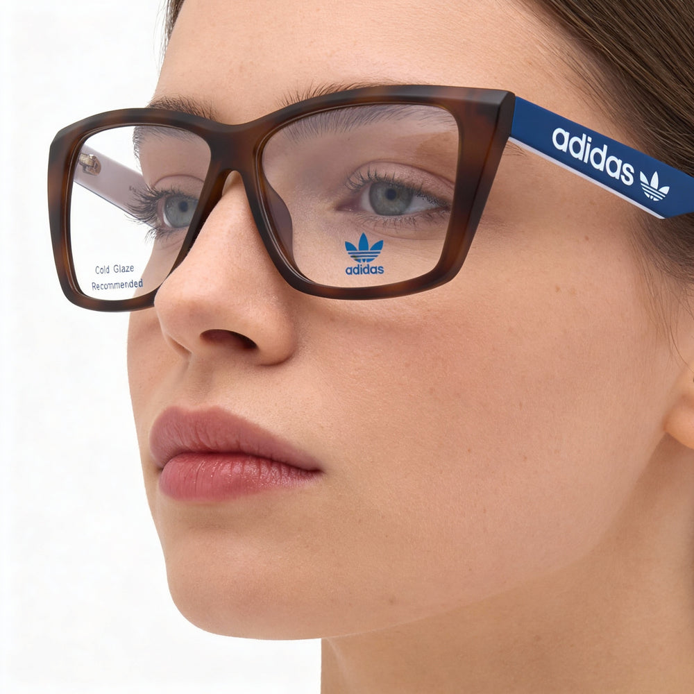 Gafas adidas Originals OR5009 para mujer, cuadradas, carey, con montura completa de plástico inyectado, 57 mm