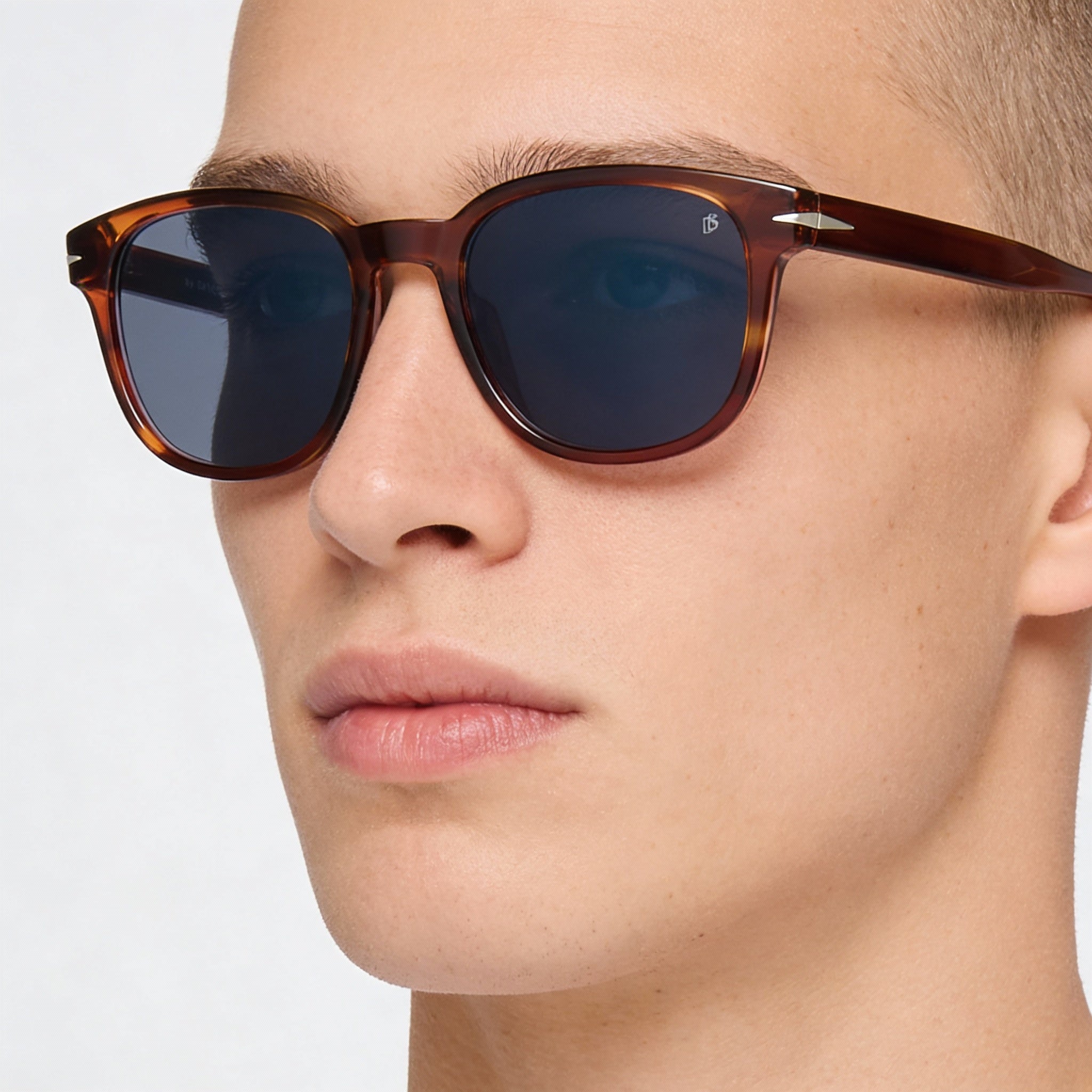 Gafas de sol David Beckham DB 1062/S unisex de acetato, montura azul y marrón, lentes de color marrón, protección UV, 52 mm, Photo 5