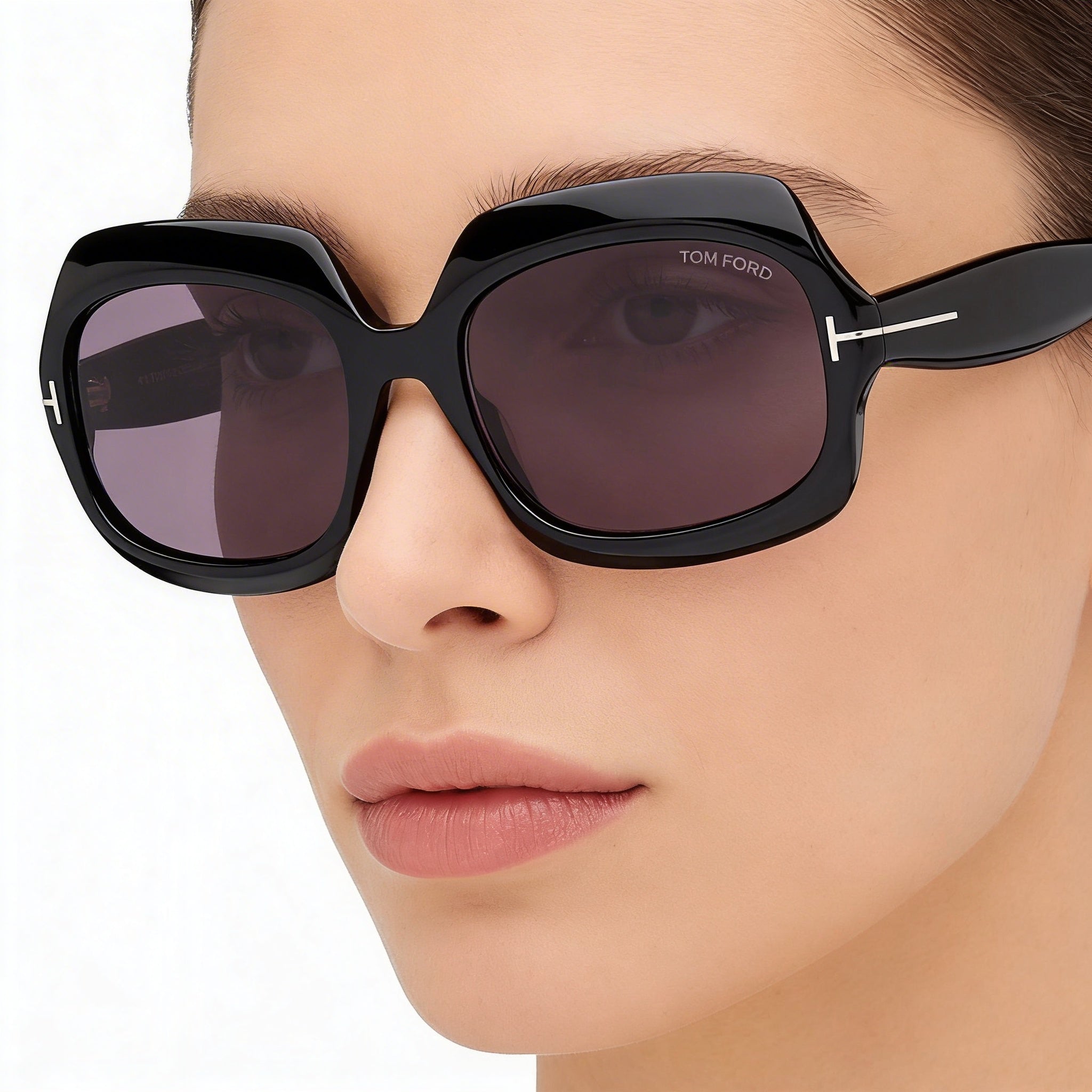 Tom Ford REN FT1155 Unisex Shiny Black Acetate Black Smoke Purple Non-Polarized UV Protection Sunglasses 60mm, Photo 3