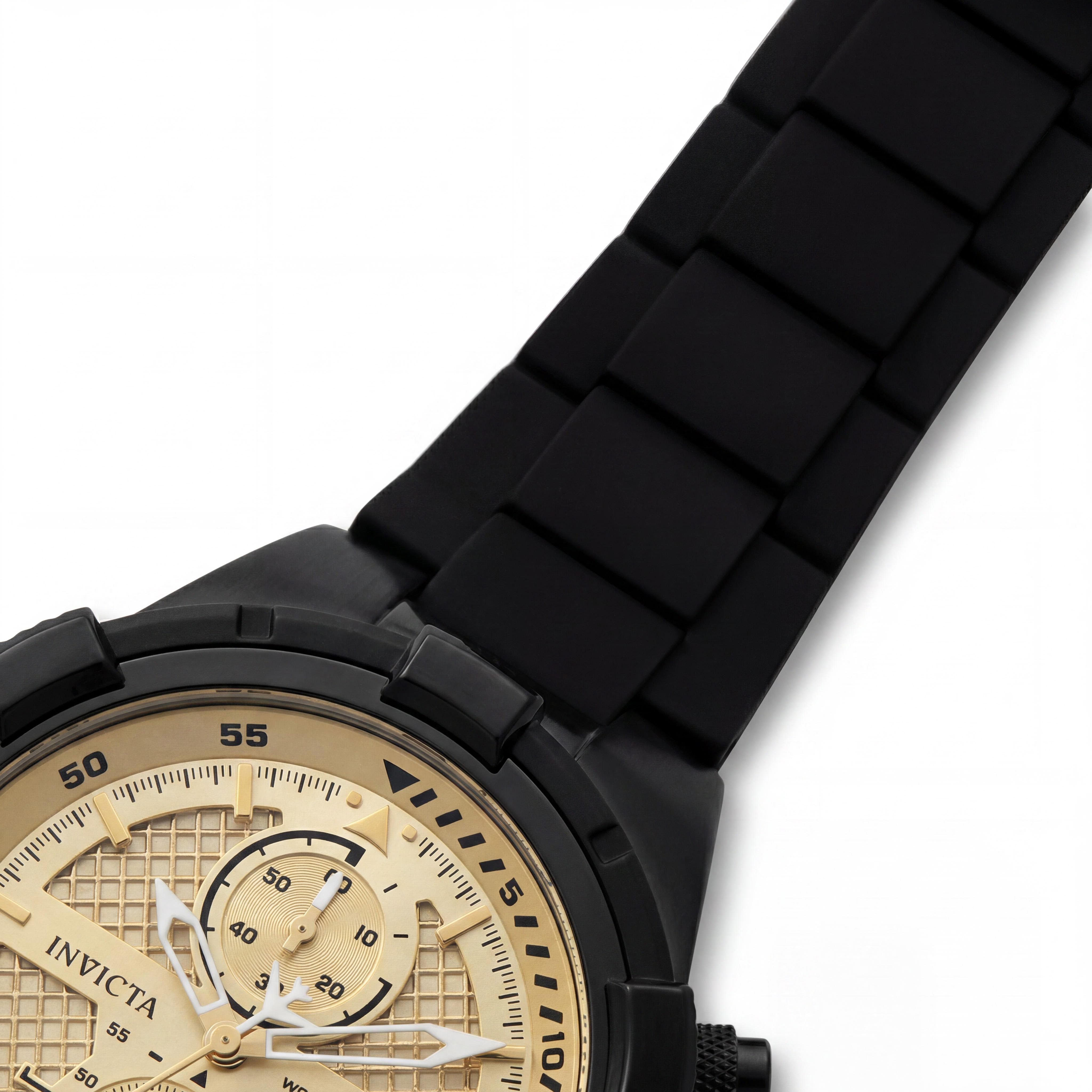 Invicta Aviator 50121 Unisex Gold-tone Stainless Steel Chronograph Quartz Watch with Silicone Strap, 51mm, Photo 3