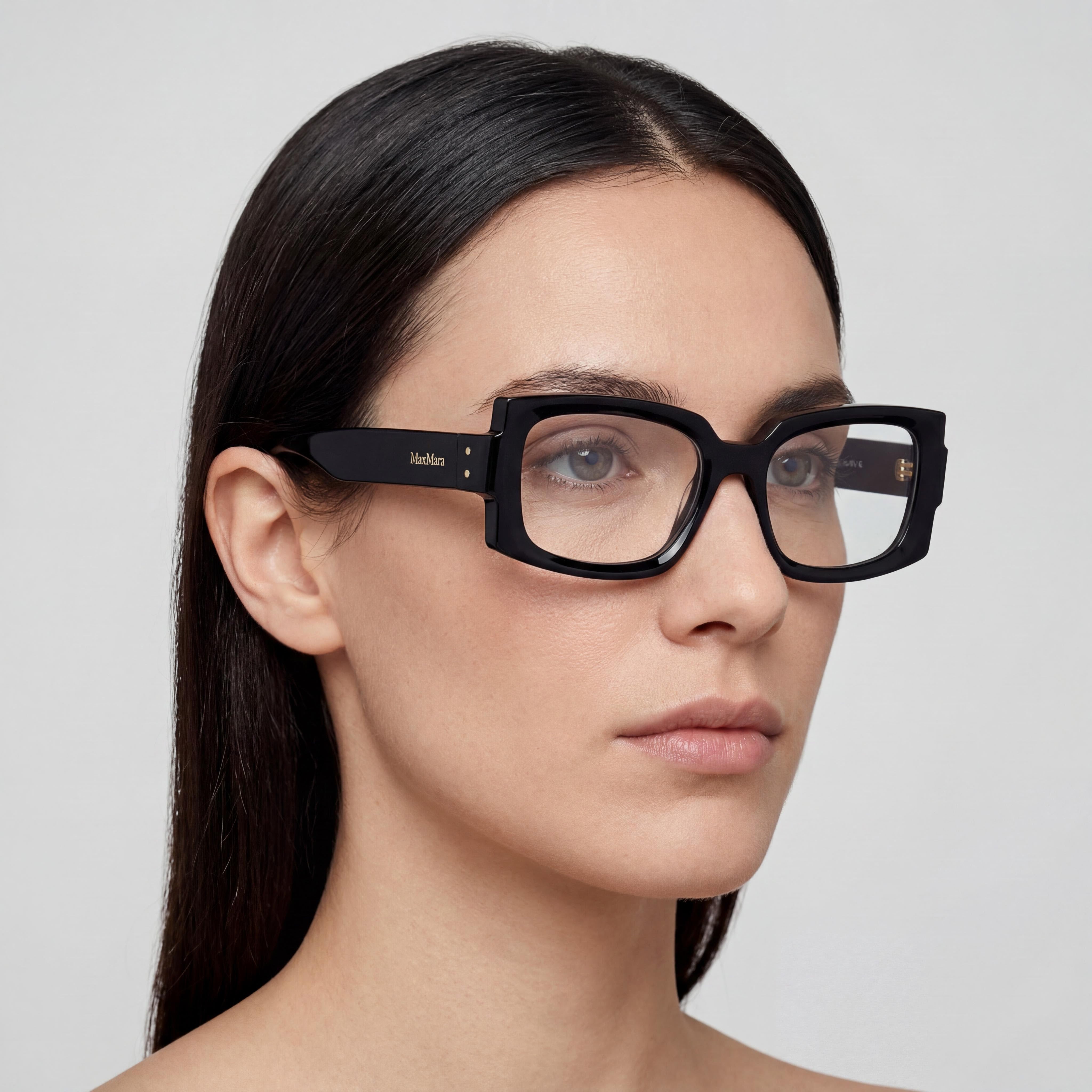 Gafas transparentes polarizadas MaxMara MODERNO para mujer, montura de plástico ligera brillante negra de 54 mm, Photo 4