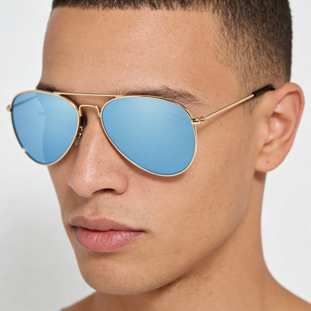 Privé Revaux Aviators Unisex Stainless Steel Frame Blue Mirror Polarized Lenses UV Protection Sunglasses 61mm