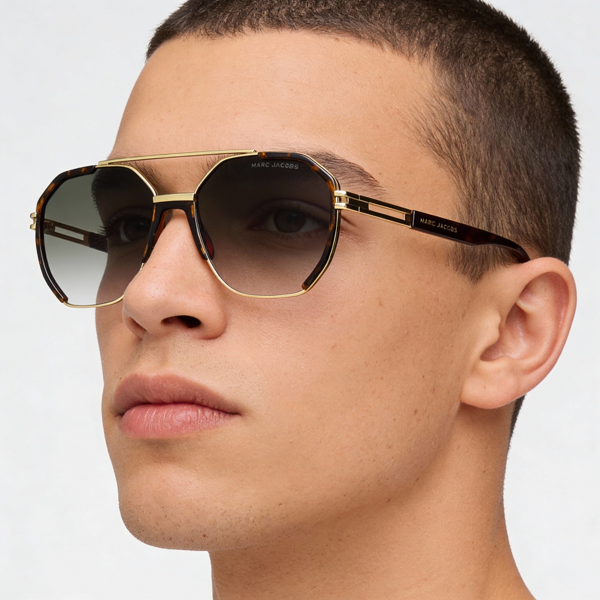 Marc Jacobs Casual Men's Gold Havana Brown Metal Green Shaded Sunglasses 58mm, Photo 5