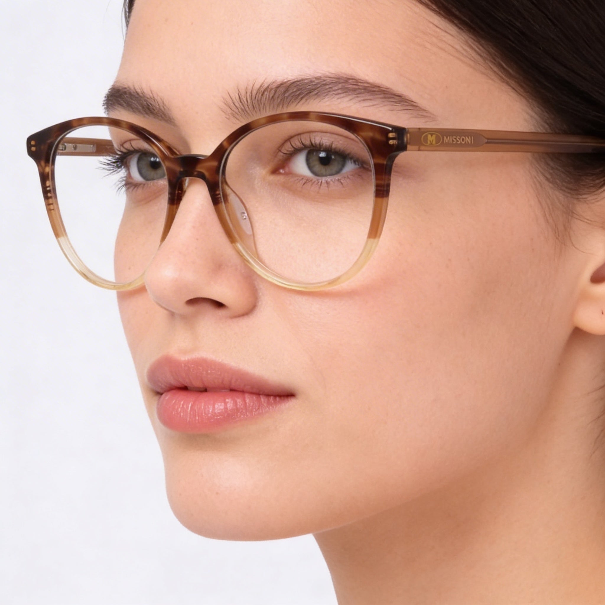 M Missoni Pattern Collection Eyewear Women's Full-Rim Rounded Brown Horn Acetate Optical Glasses 51mm, Photo 4