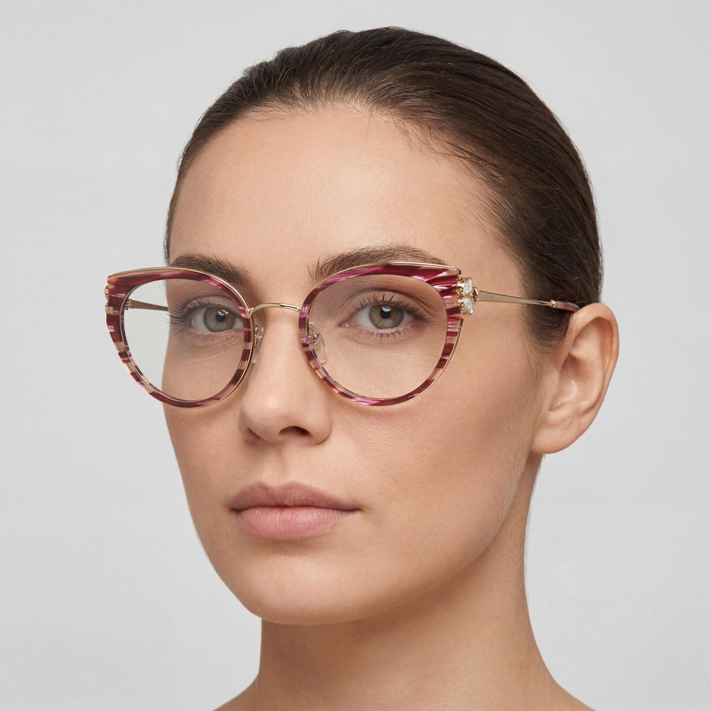 Chopard Casual Women's Acetate Frame Eyeglasses, Shiny Striped Burgundy, Non , 52mm Lens Width