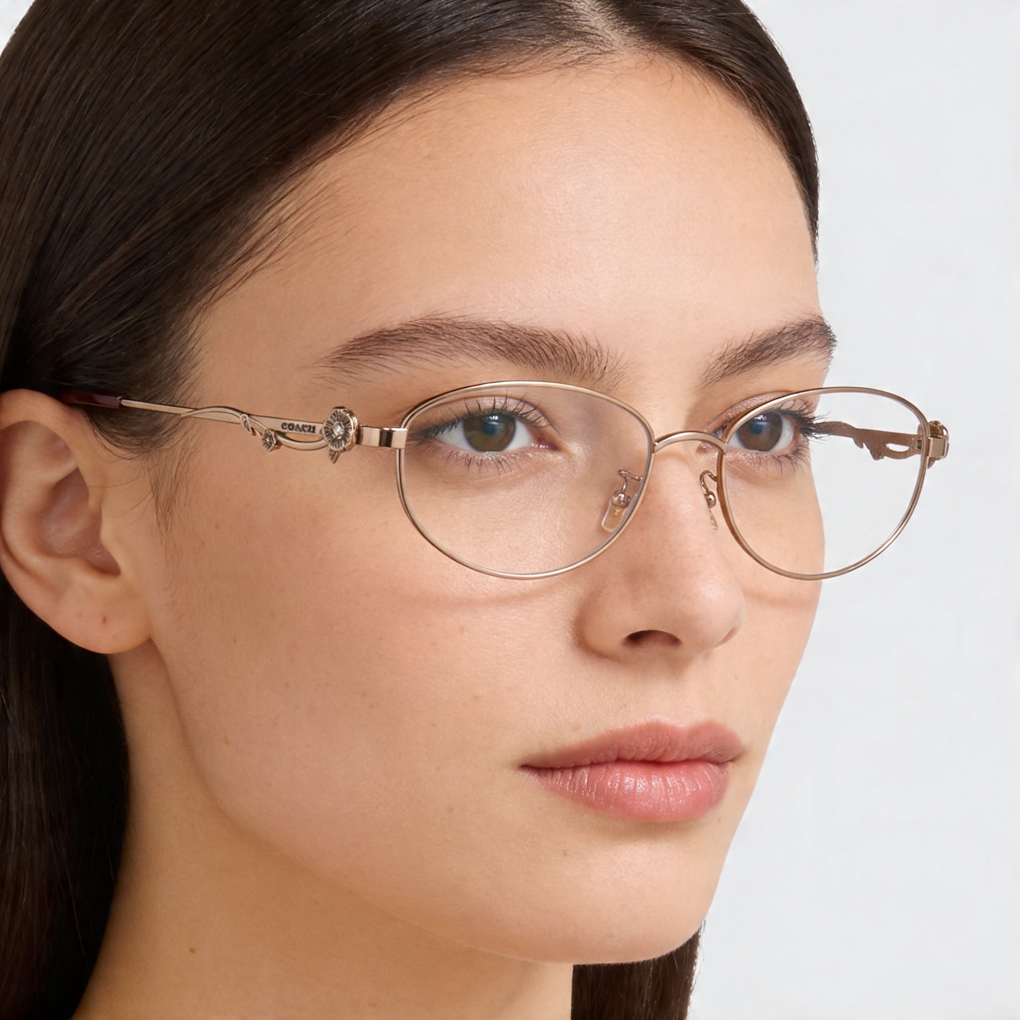 COACH Hc5161td Women's Shiny Rose Gold Oval Titanium 54mm Eyeglass Frames, Photo 4