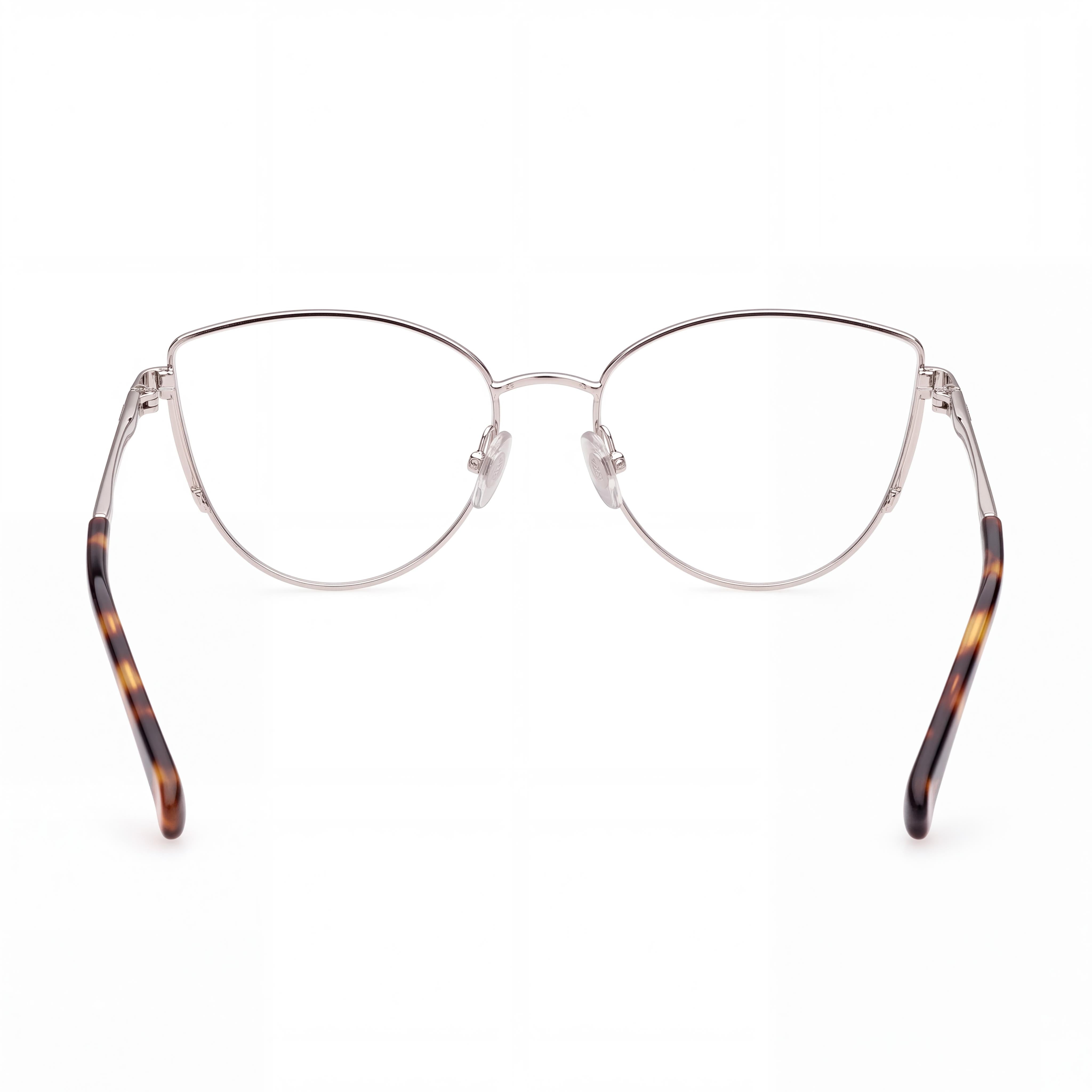 MaxMara Casual Women's Metal Eyeglasses with Transparent Lenses, Shiny Palladium Frame 54mm, Photo 4