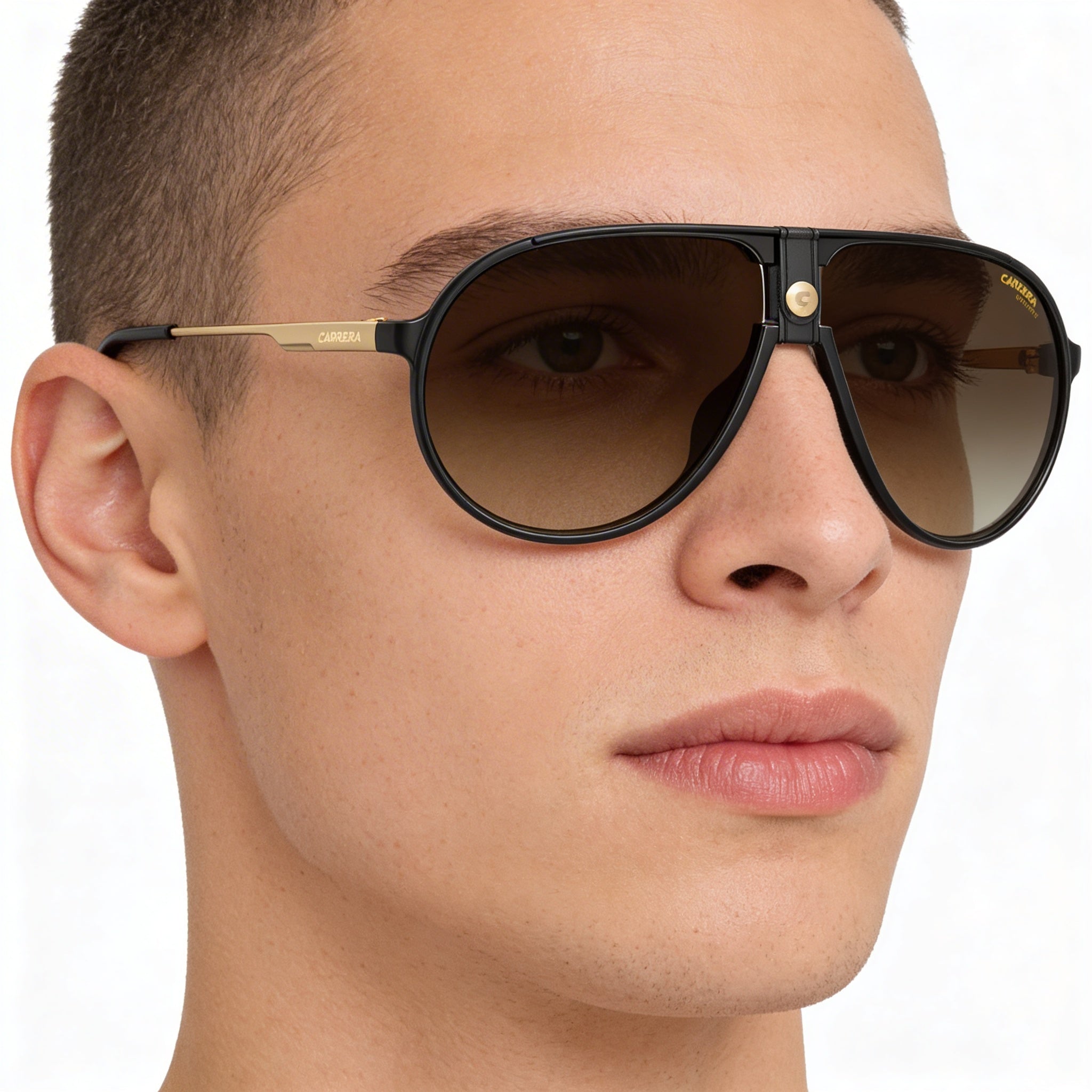 Carrera 1034/S Unisex Polyamide Black Brown Gradient Sunglasses, Brown Gradient Non-Polarized UV Lenses 140mm, Photo 3