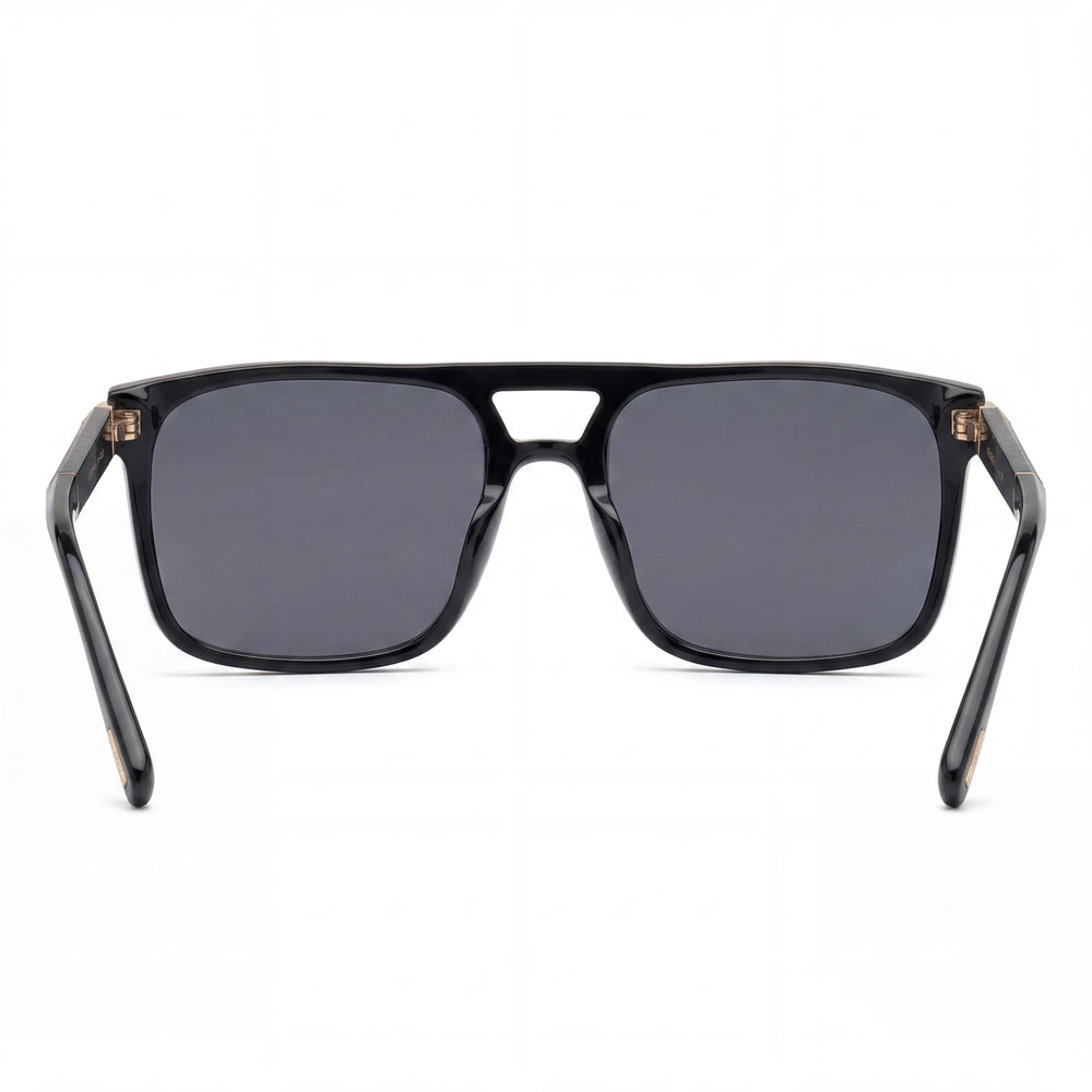 Chopard Sch311 Men's Shiny Black Acetate-Metal Sunglasses with Smoke Lenses, UV Protection, 59mm