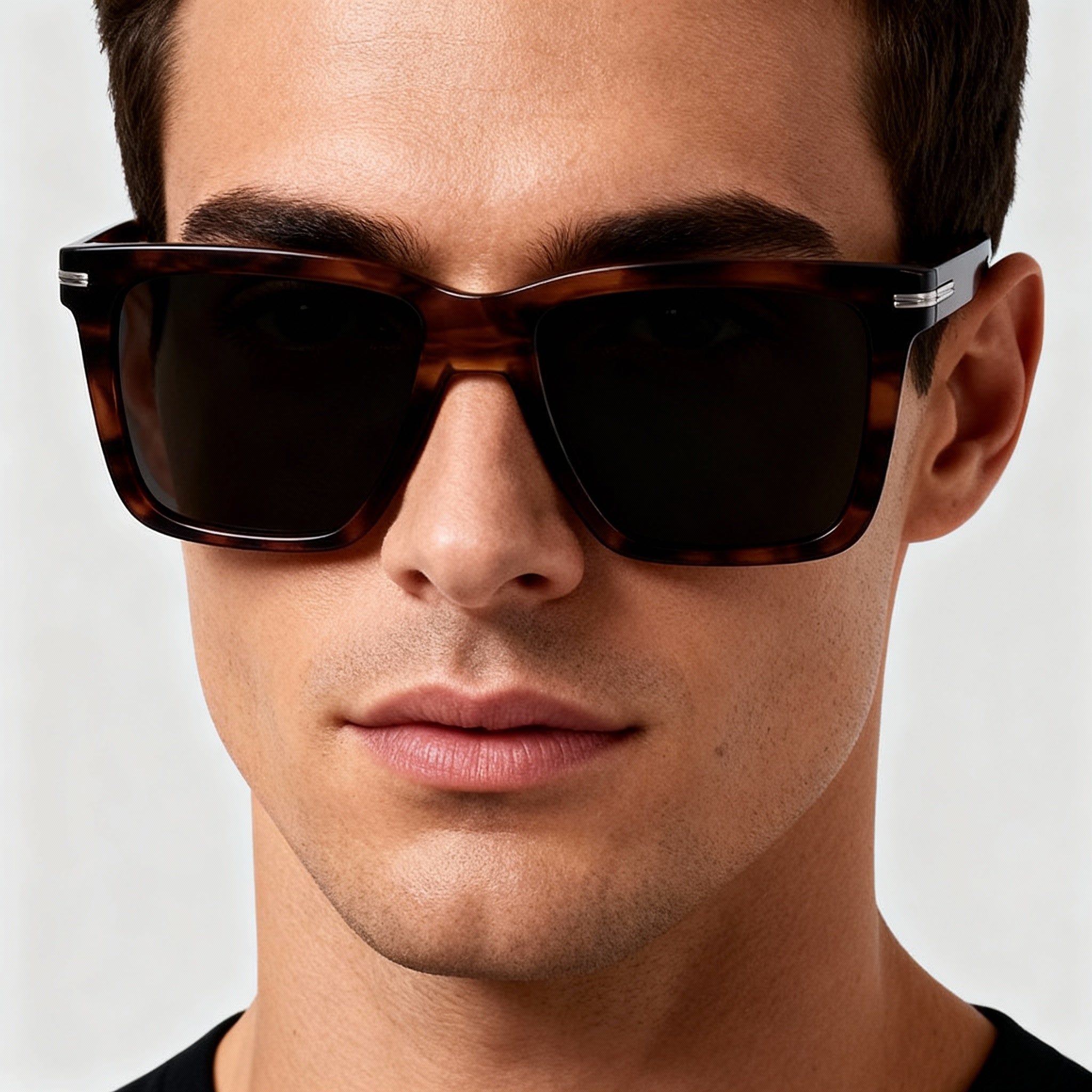 Hugo Boss BOSS 1598/S Unisex Brown Horn Eco Acetate Rectangular Non-Polarized Grey Lens Sunglasses 55mm, Photo 5