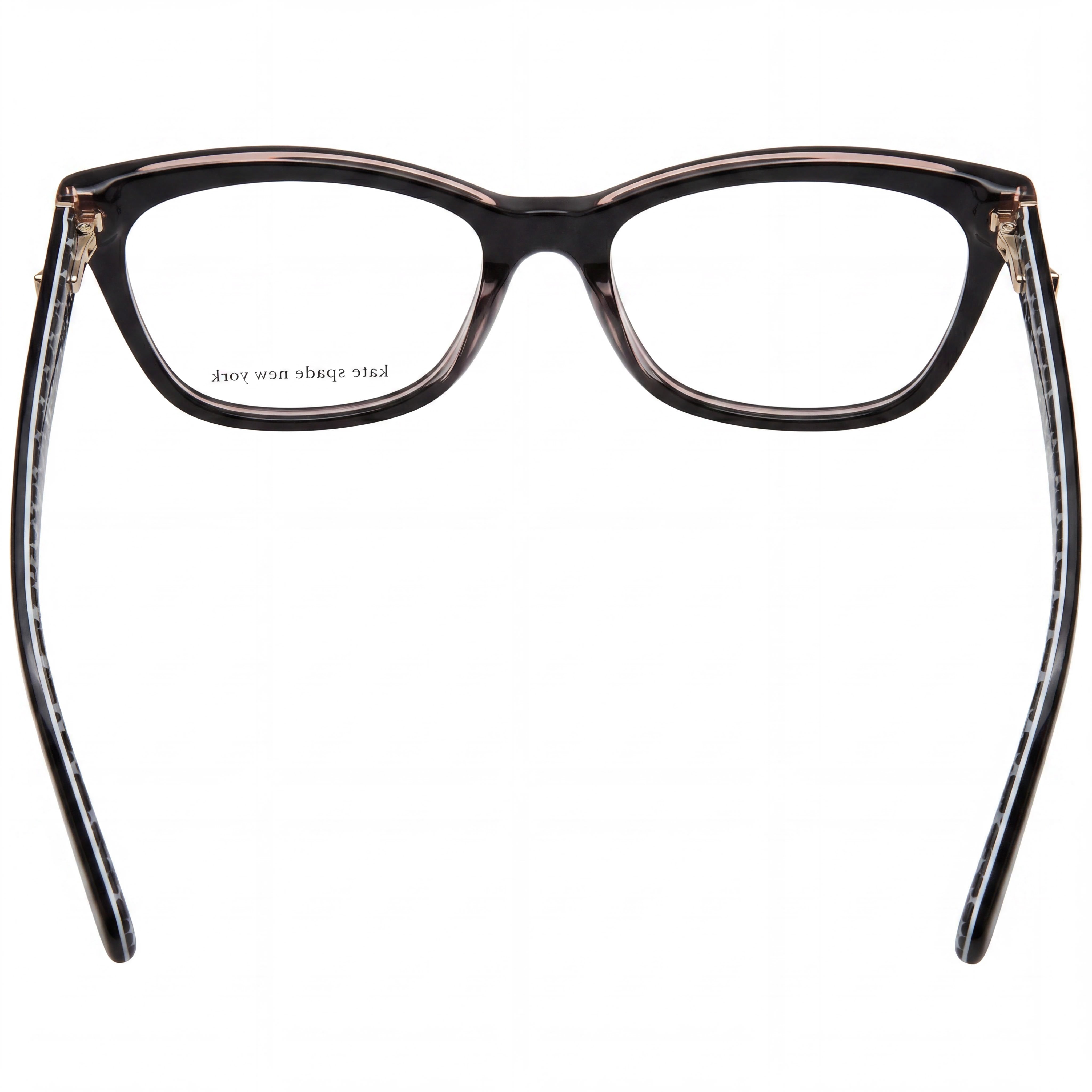 kate spade new york Women's Eyewear Frames Black Pink Acetate with Faceted Logo & Spade Pattern Temples 52-16, Photo 3
