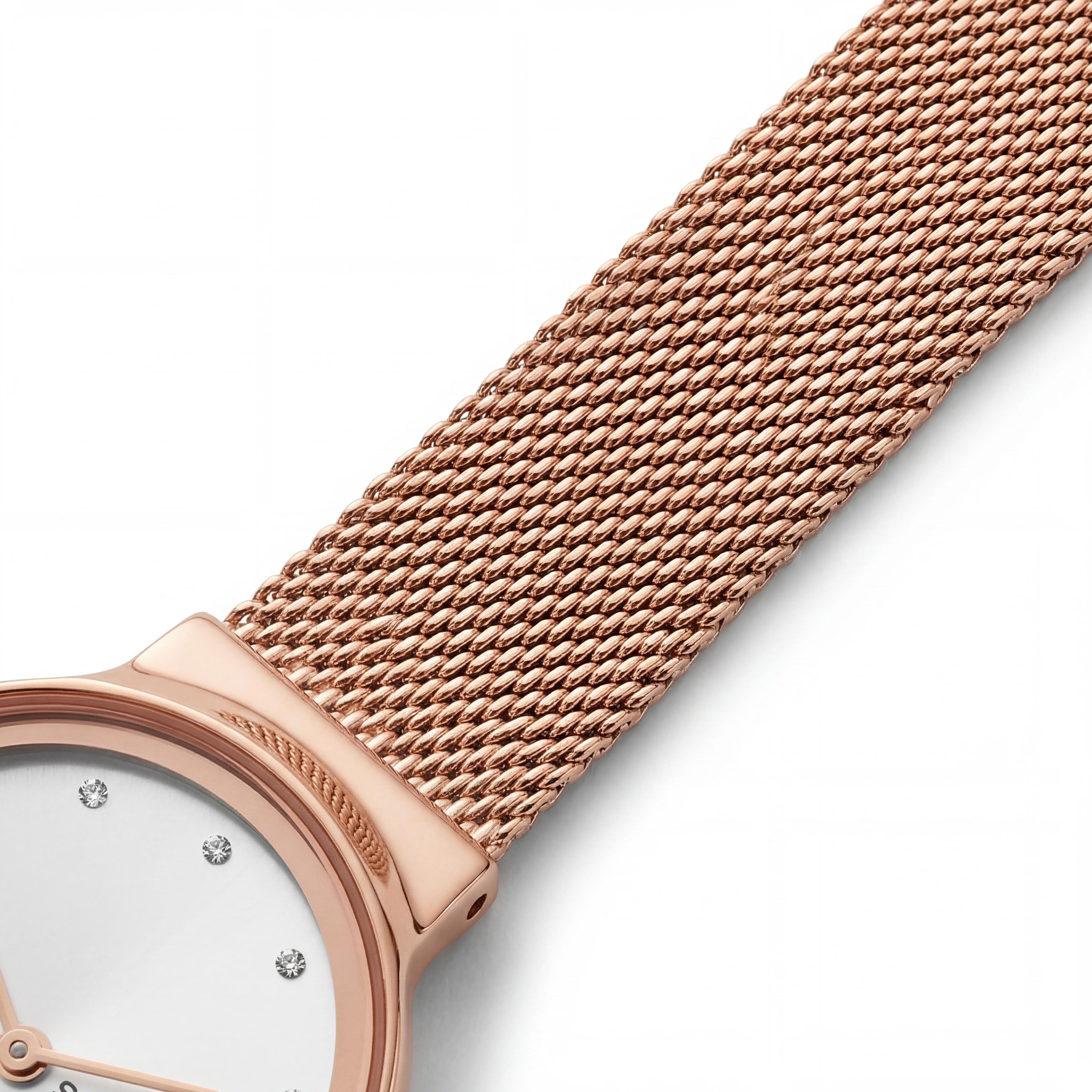 SKAGEN DENMARK Freja SKW2665 Women's Rose Gold Tone Stainless Steel Mesh White Dial Chronograph Watch 26mm, Photo 3