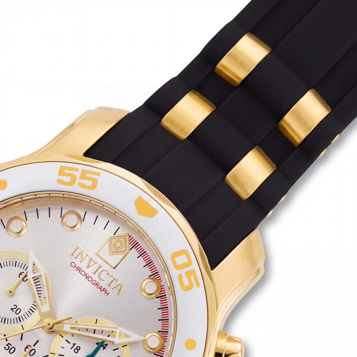 Invicta Pro Diver Chronograph Unisex Silver Dial Black Polyurethane Strap Stainless Steel Case Water-Resistant 48mm, Photo 3
