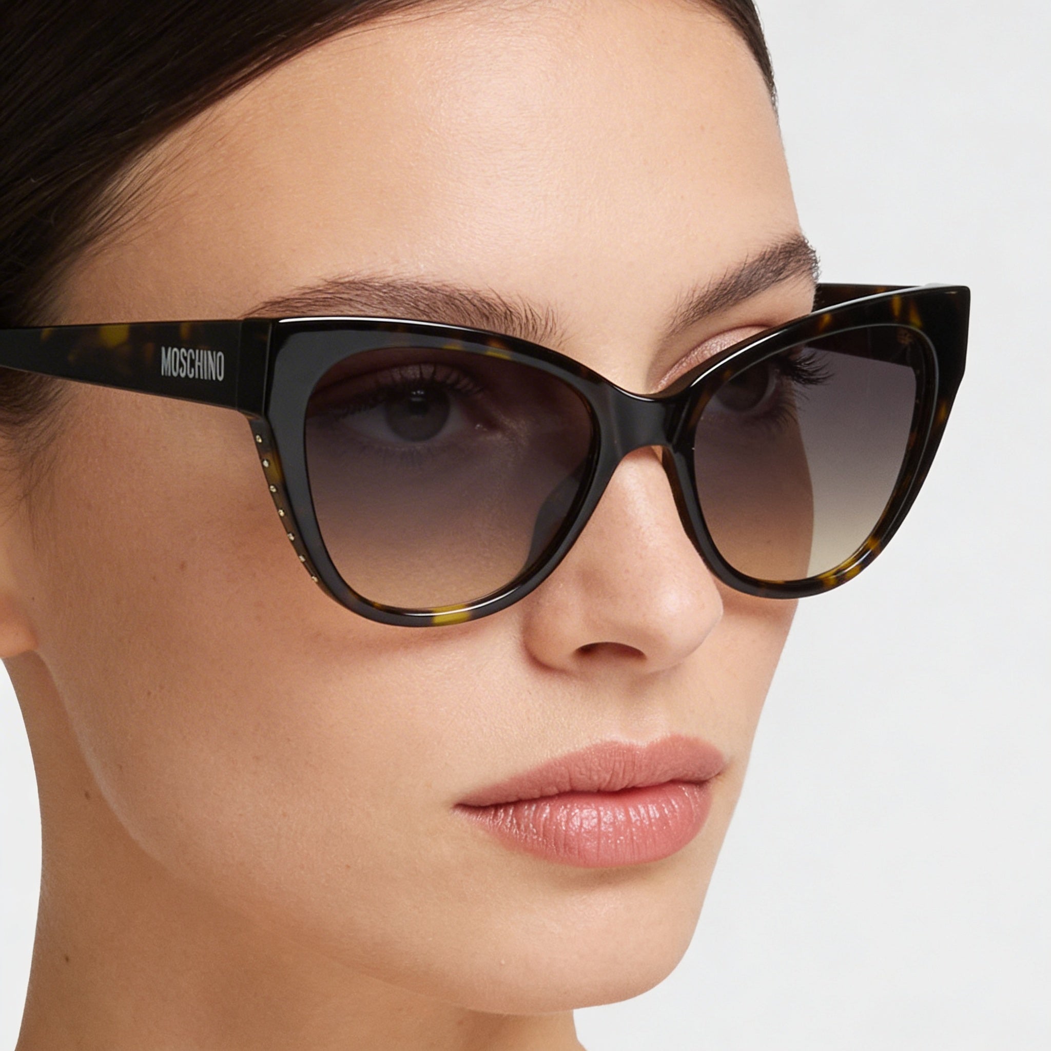 Gafas de sol Moschino MOS056-S para mujer, montura de acetato Havana con mariposas y lentes de policarbonato Havana con protección UV, 54-19-145 mm, Photo 4