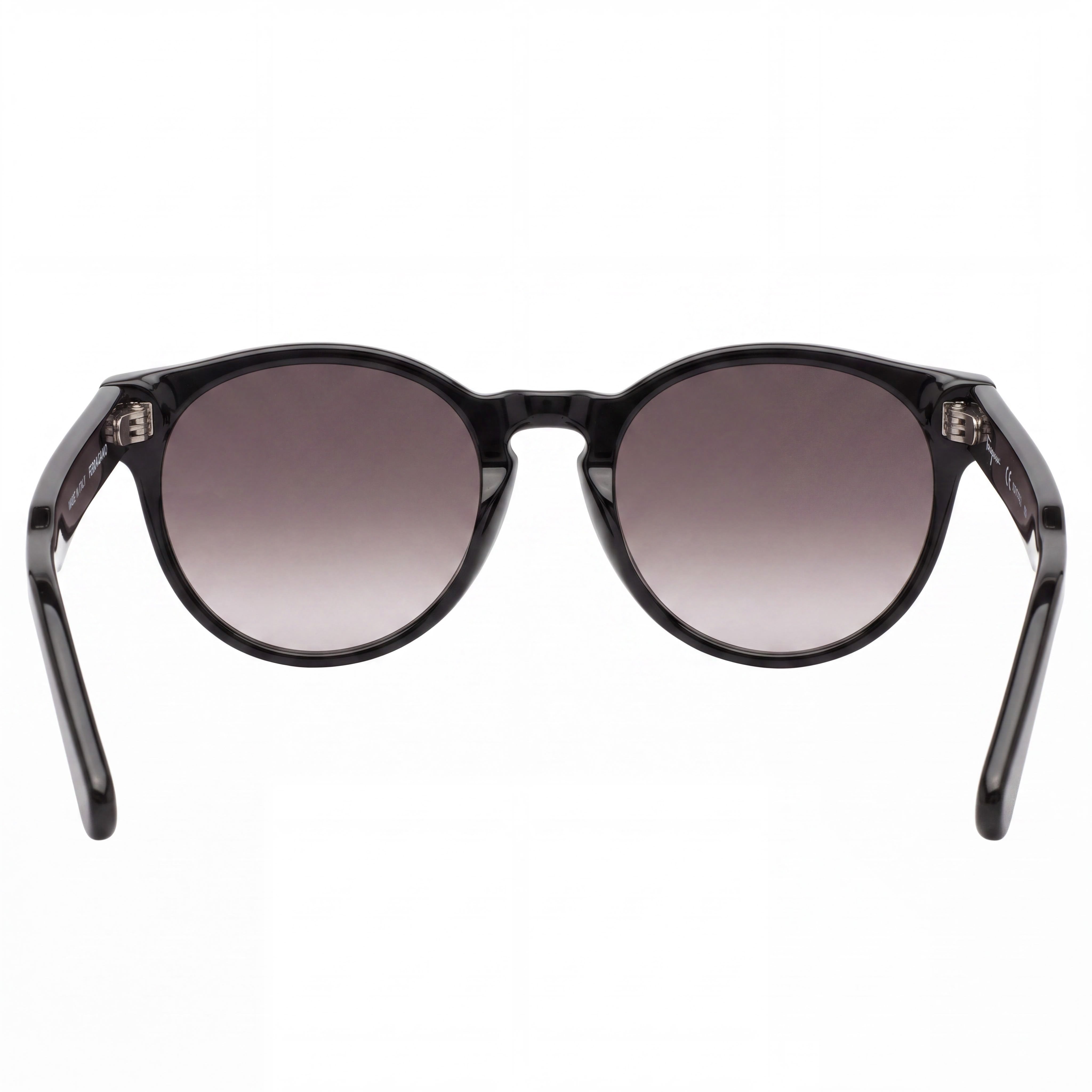 Salvatore Ferragamo Retro Women's Round Black Plastic Sunglasses, Grey Gradient 100% UV Protection Lenses 52mm, Photo 2