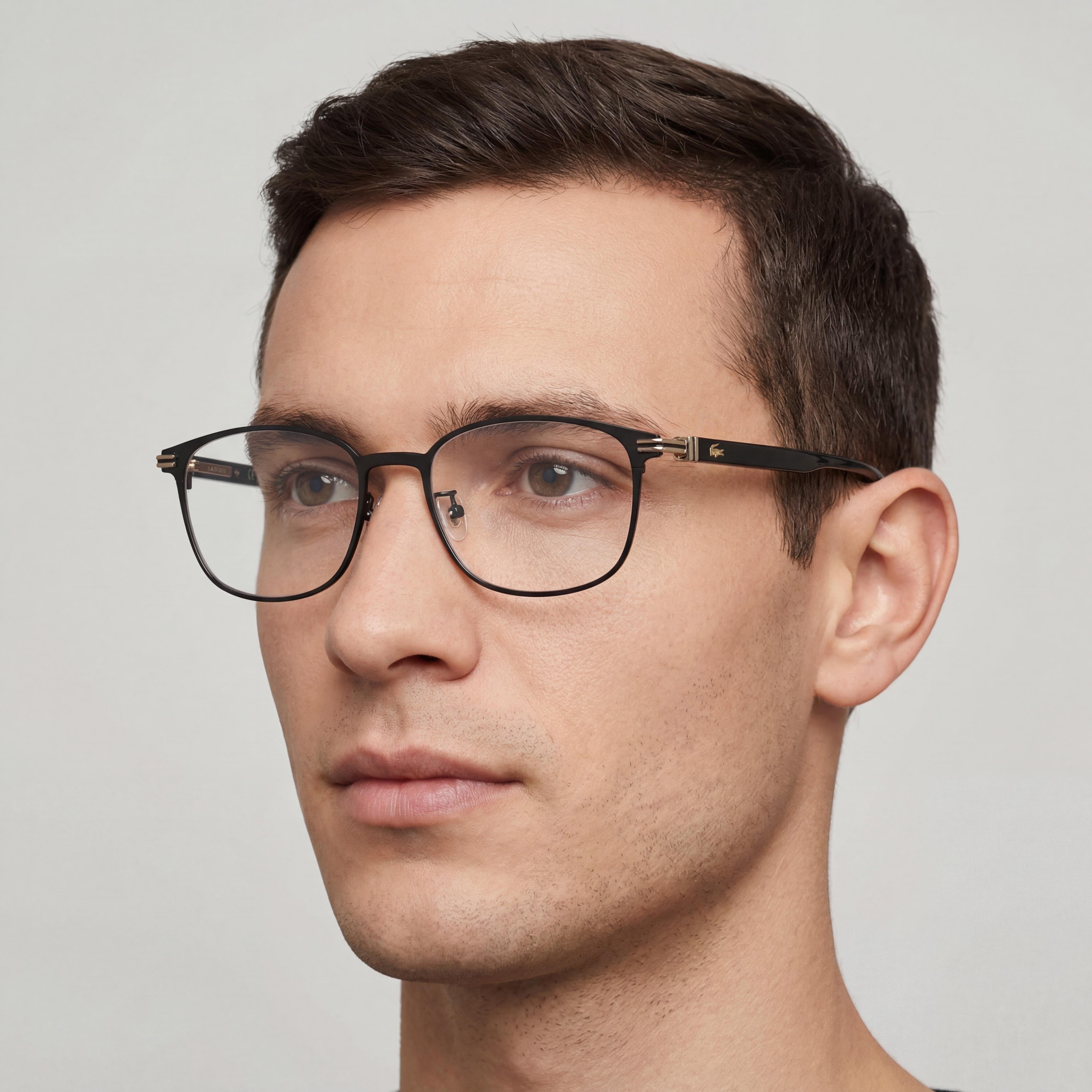 Gafas Ópticas Lacoste L2530lb para Hombre, Negro Satinado, con Lentes de Policarbonato, Tamaño 52-18-145, Photo 4