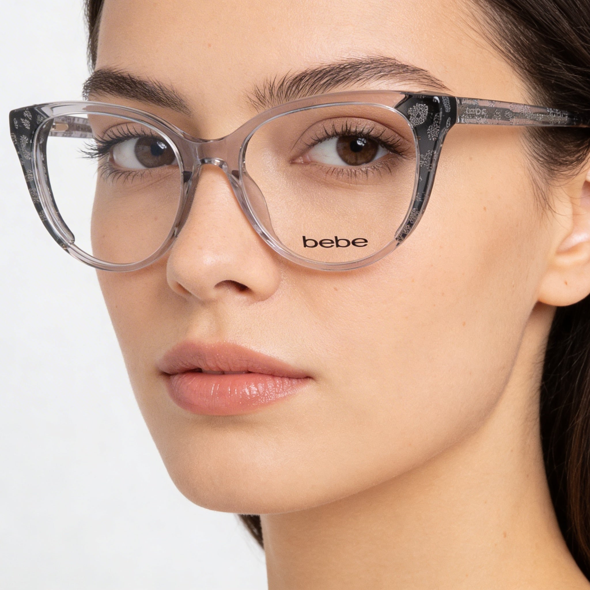 Bebe Bb5208 Women's Grey Animal Plastic Full Rim Cat Eye Optical Eyeglass Frame, 52mm Lens Width, Photo 4