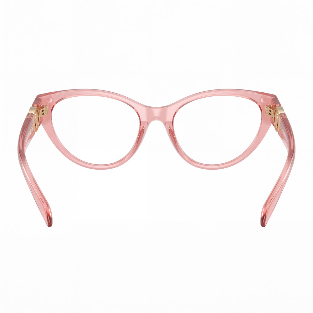 Gafas graduadas Versace VE3372U de ojo de gato para mujer, con montura completa de plástico rosa transparente y lentes de 54 mm