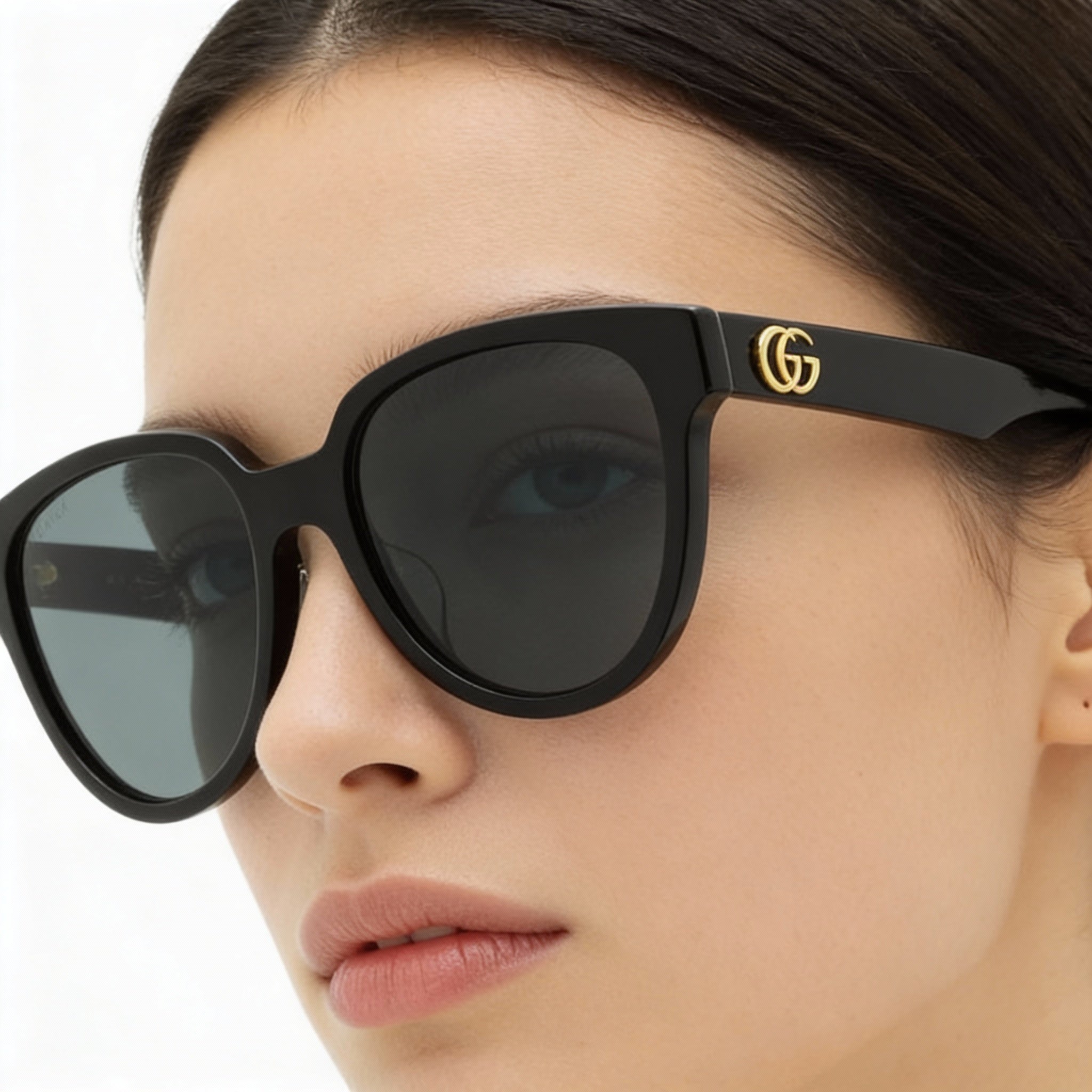 Gucci GG0960SA-002 Women's Cat Eye Plastic Frame Black Grey Non-Polarized UV Protection Sunglasses 55mm, Photo 4