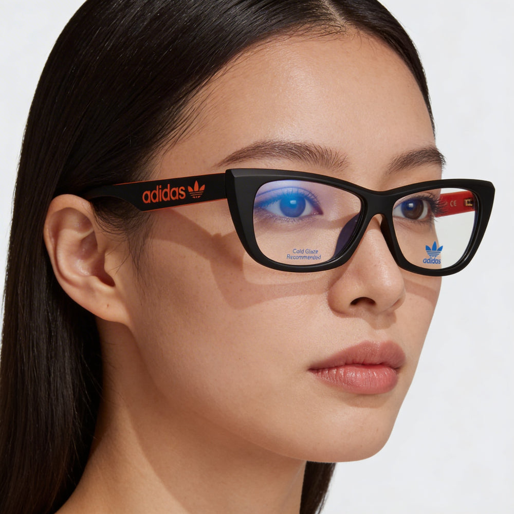 Gafas adidas Originals OR5010 para mujer, montura oftálmica inyectada en negro mate con lentes de policarbonato, 55 mm