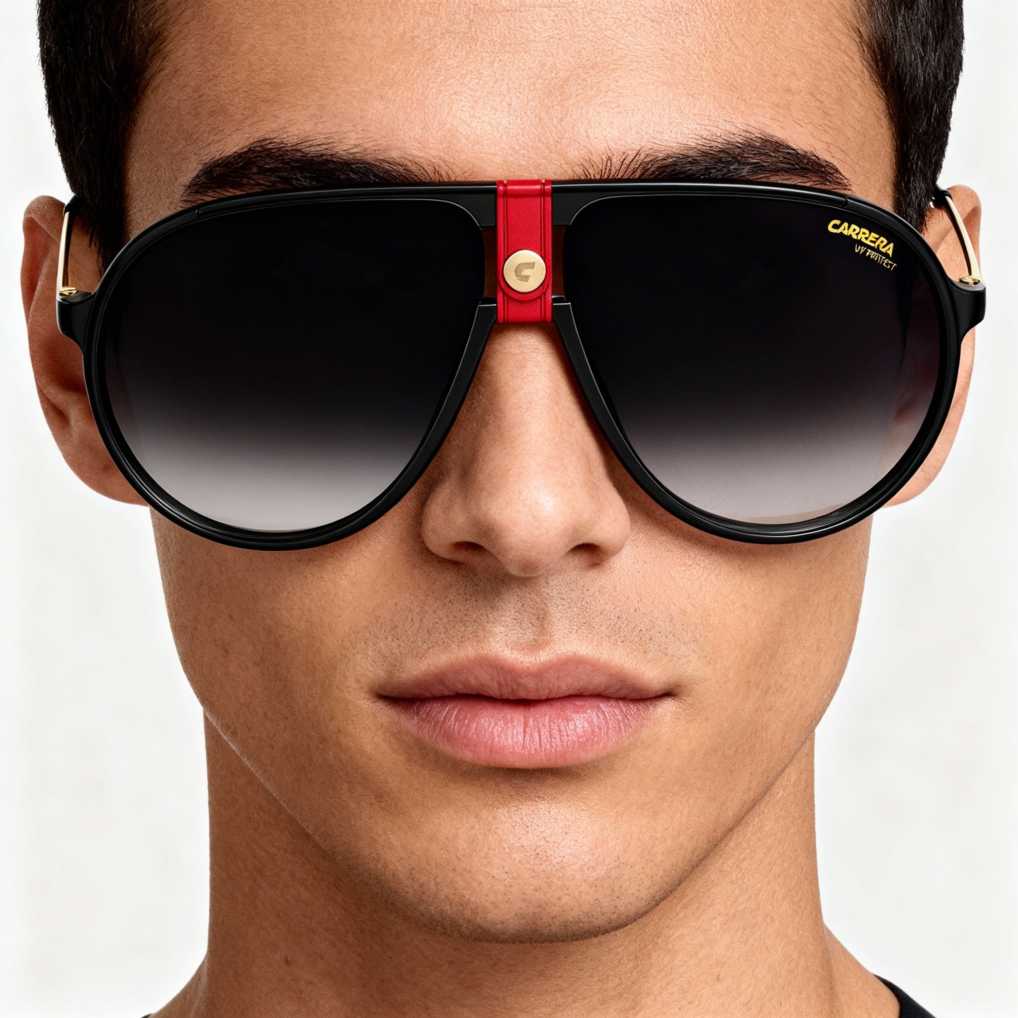 Carrera Carrera 1034/S Unisex Aviator Sunglasses, Gold Red Polyamide Frame, Grey Gradient Non-Polarized Lenses 63-12-140, Photo 4