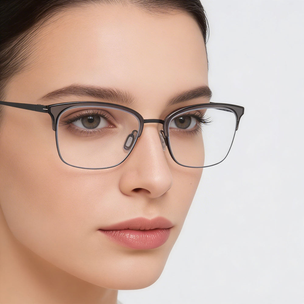 Gafas de sol Flexon W3024 para mujer con montura de acetato gris y lentes de policarbonato gris, 53 mm