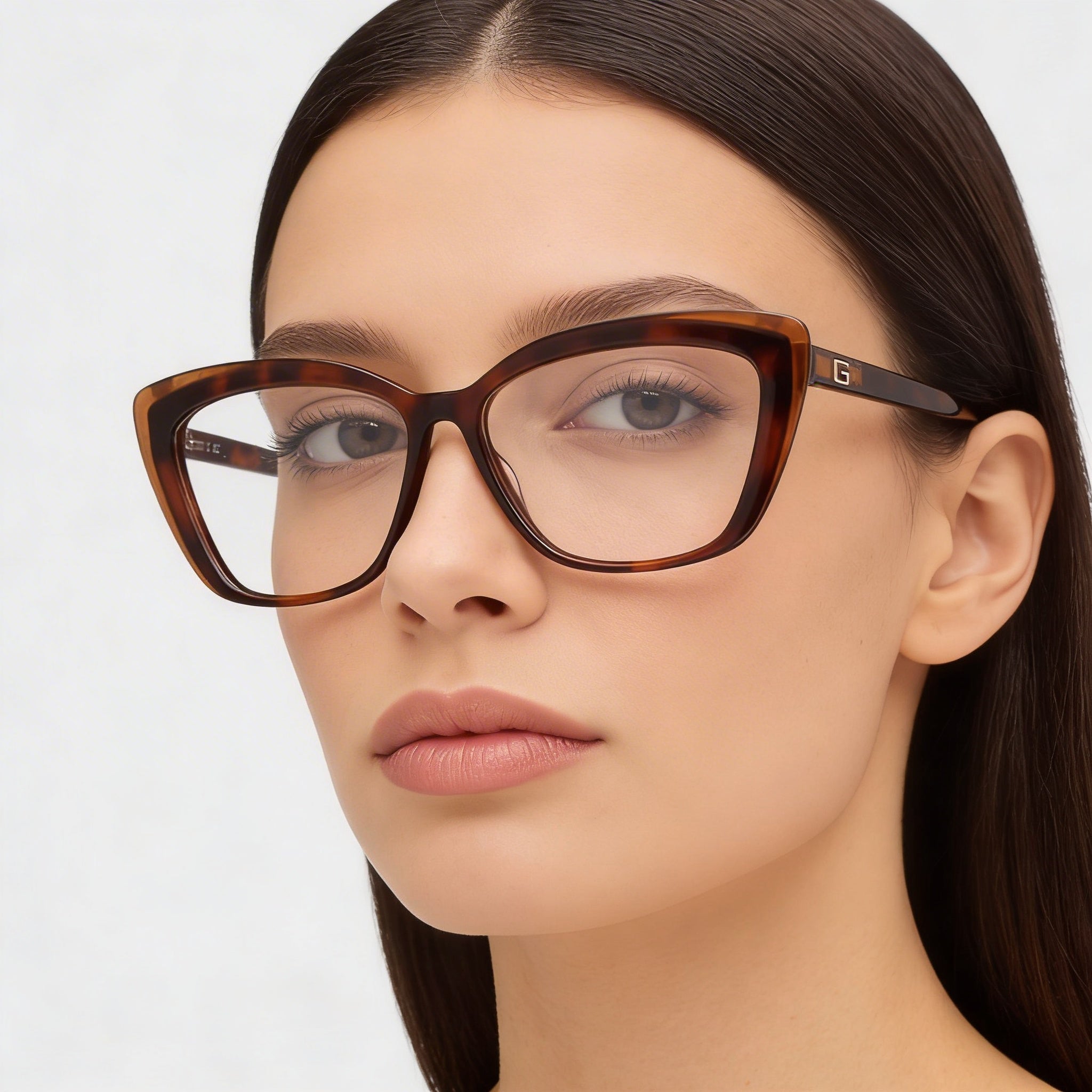 Guess sporty-classic Women's Lightweight Square Full Rim Acetate Optical Frames in Dark Havana 55mm, Photo 3
